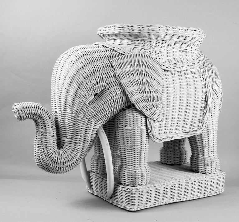 Wicker Elephant Side Table For Sale 7