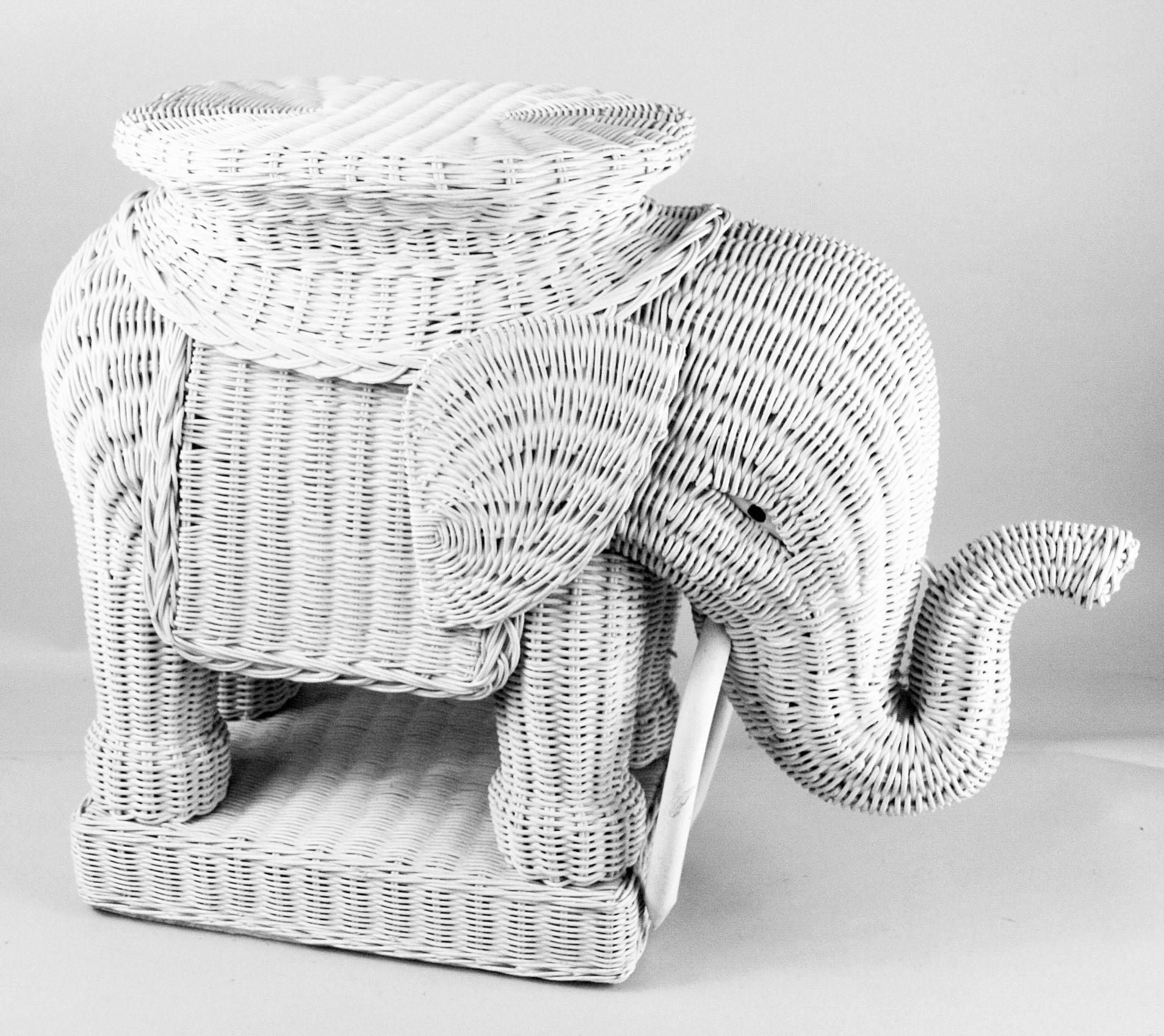 Wicker elephant side table.