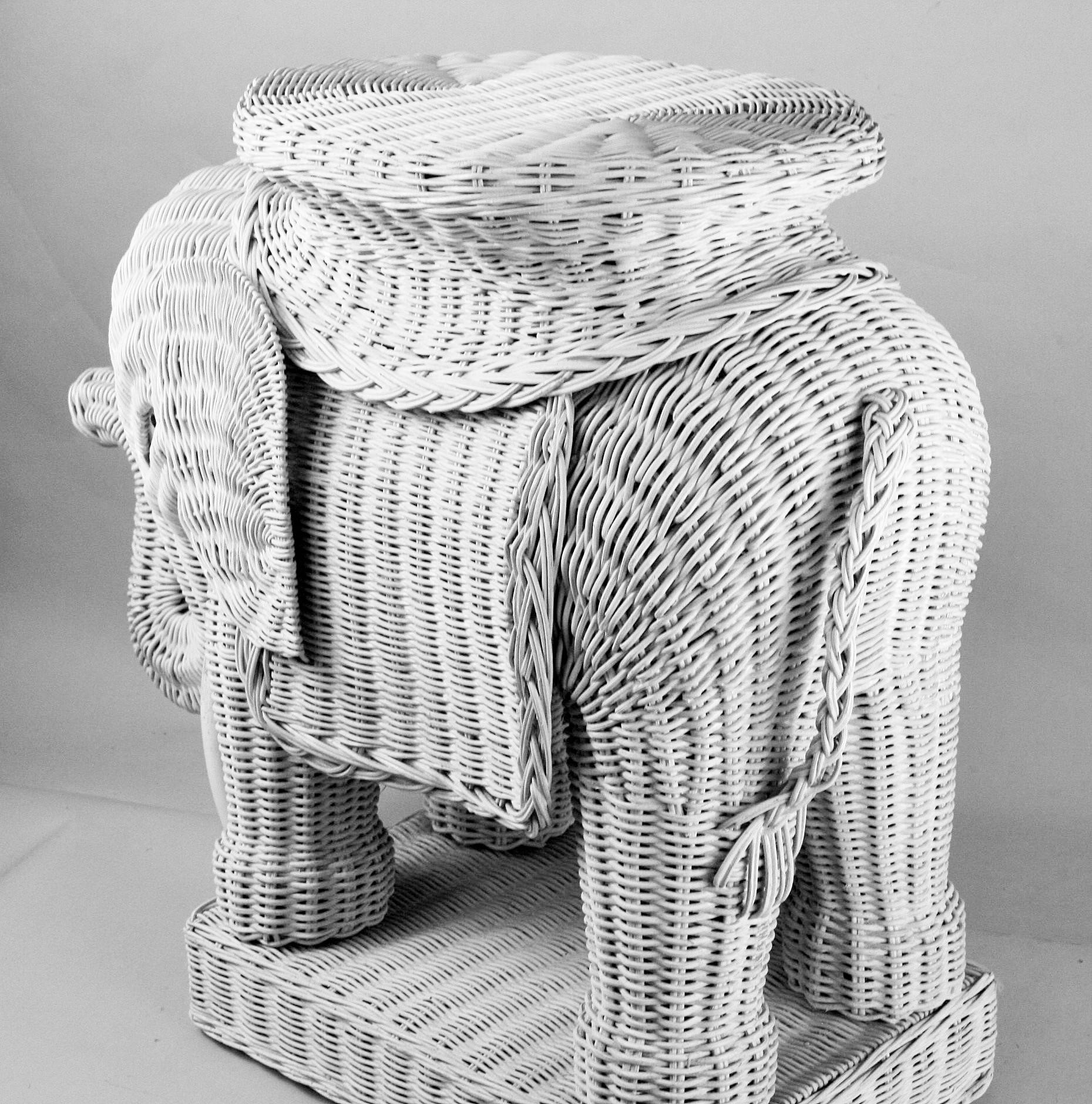 Wicker Elephant Side Table 1