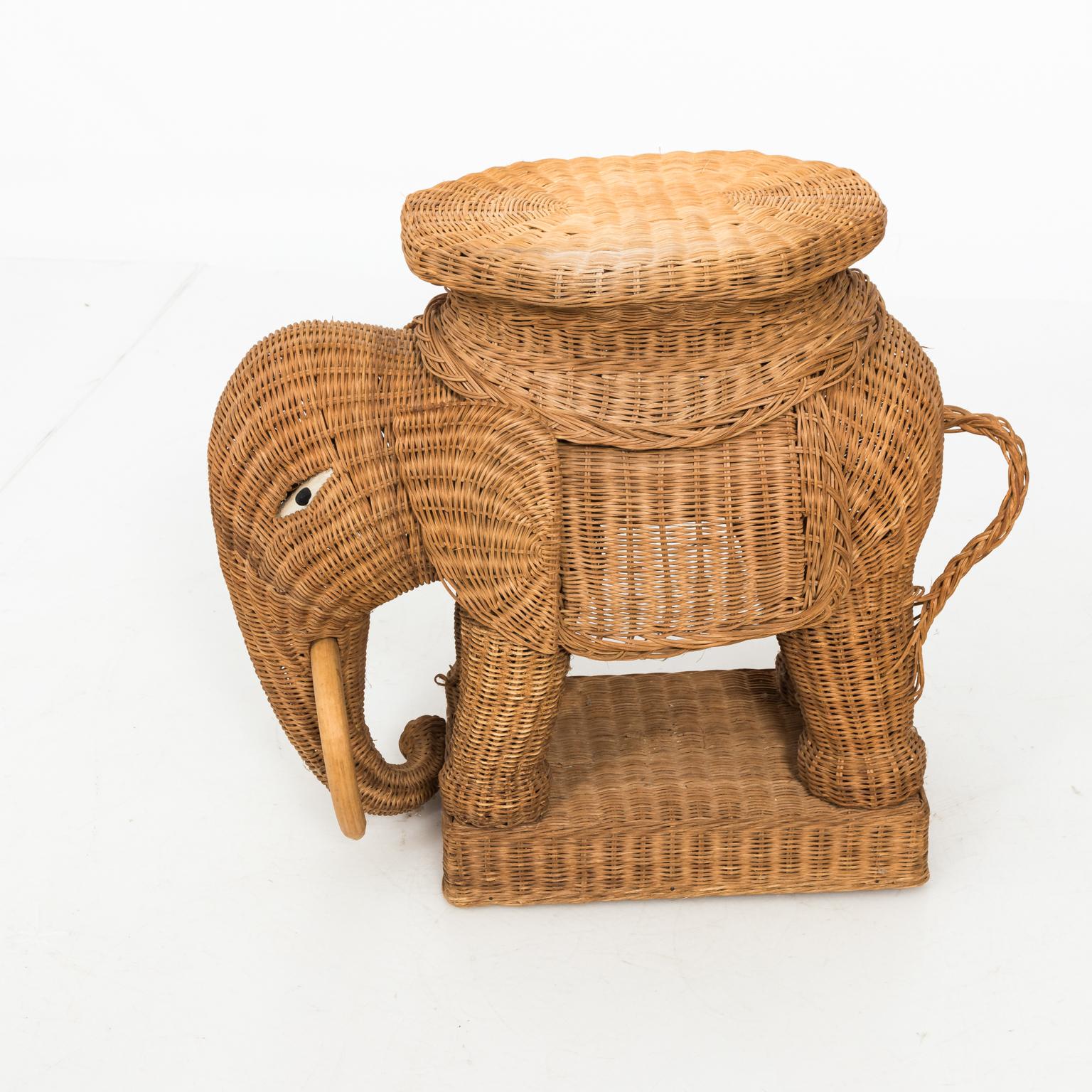 Hollywood Regency Wicker Elephant Stand