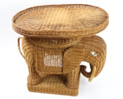 Table éléphant en osier avec plateau amovible