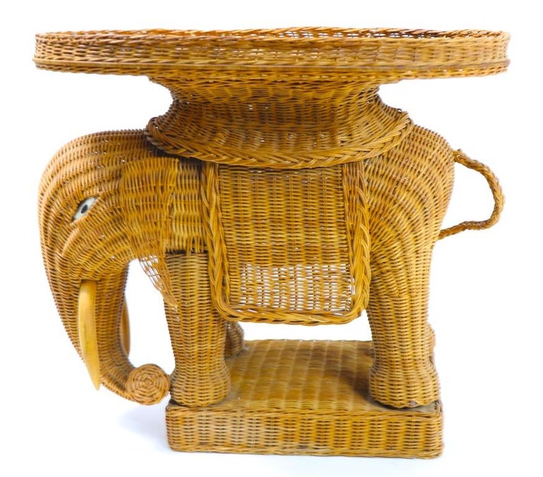 Wicker Elephant Table with Removable Tray at 1stDibs