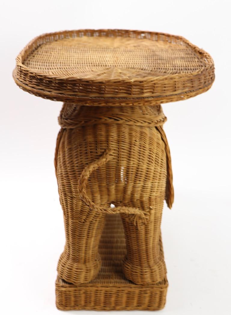 Woven Wicker Elephant Table with Removable Tray