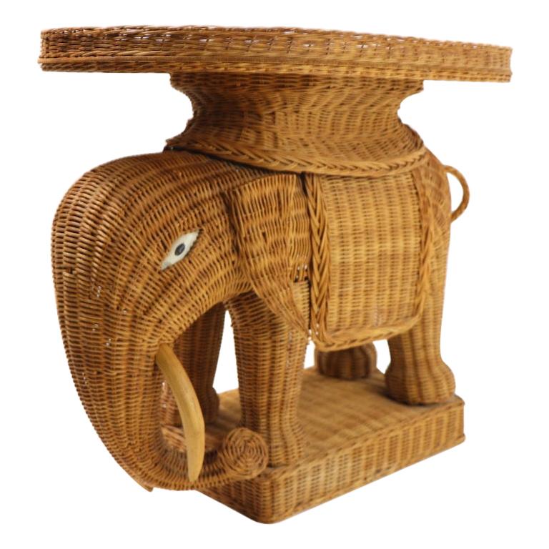 Wicker Elephant Table with Removable Tray at 1stDibs