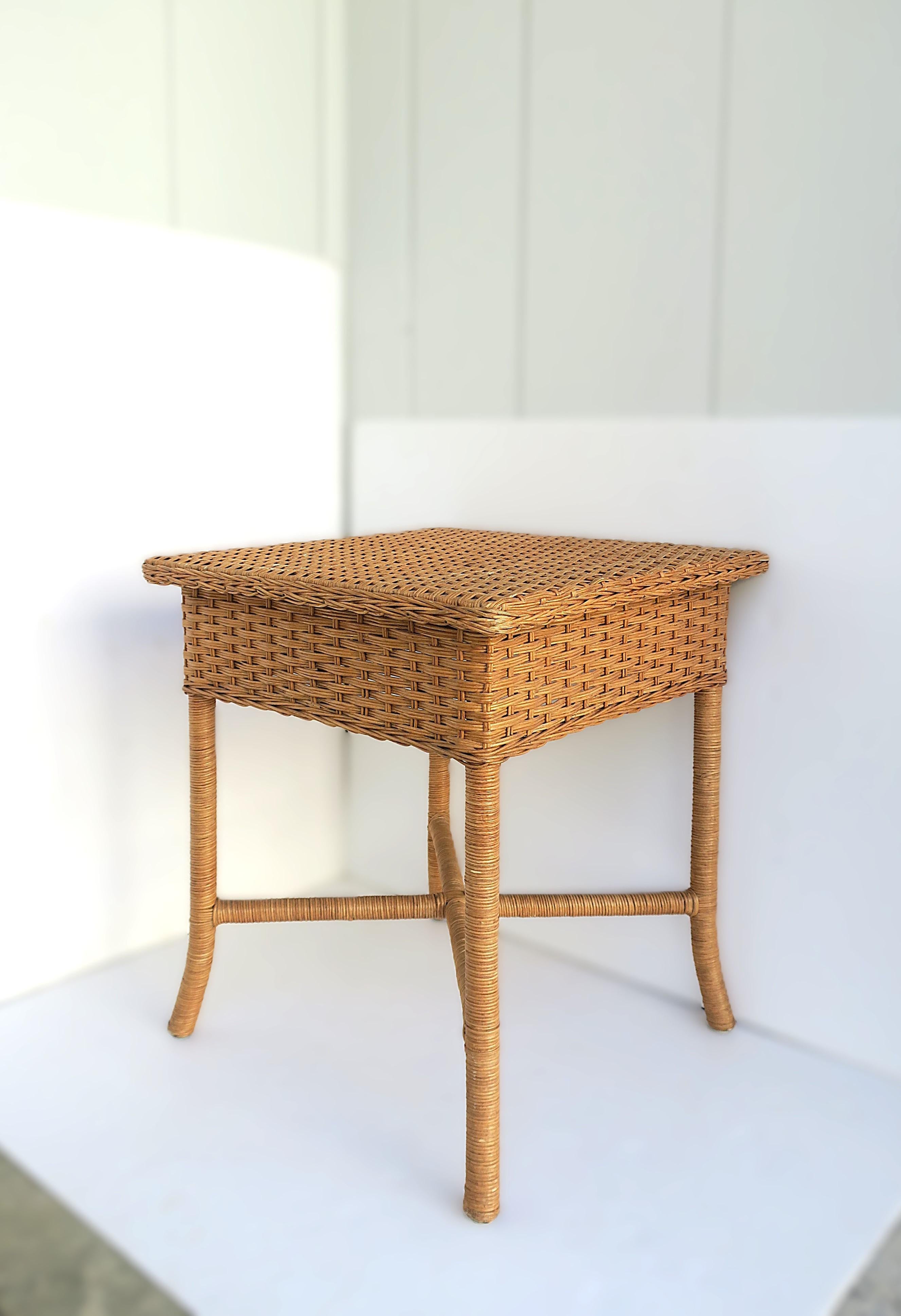 Contemporary Wicker End Table For Sale