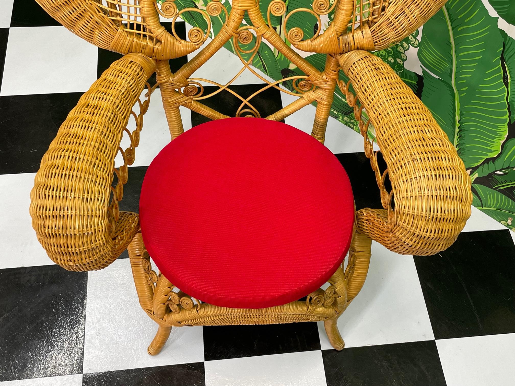 Wicker Fiddlehead Peacock Arm Chair For Sale 5