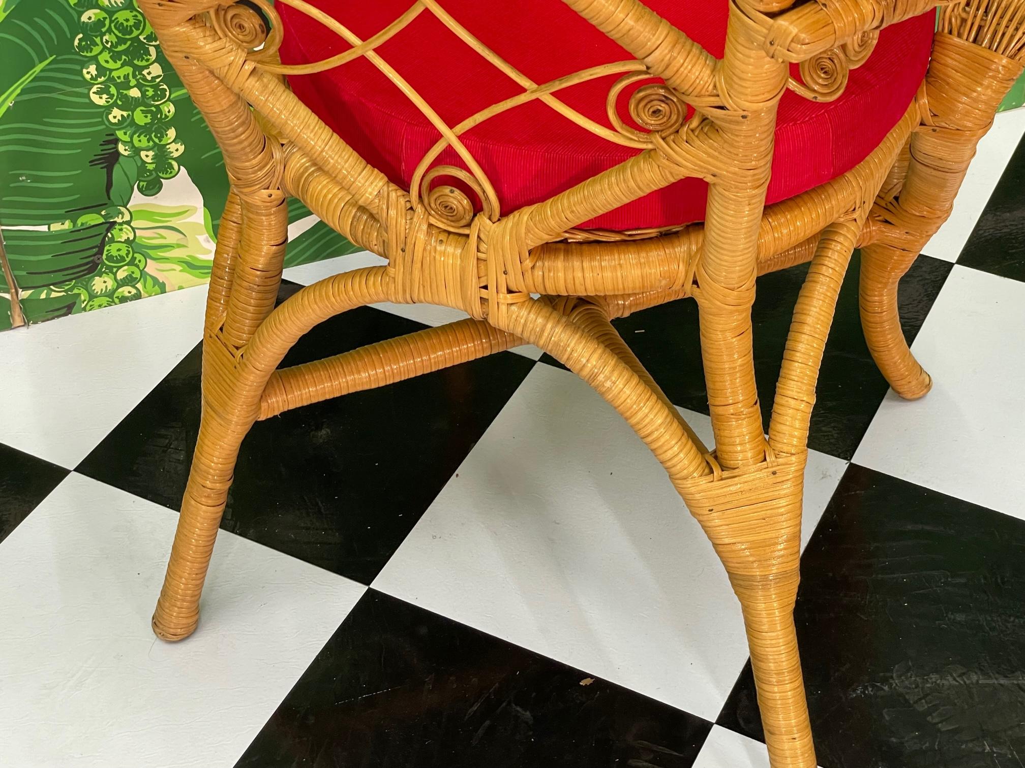 Wicker Fiddlehead Peacock Arm Chair For Sale 6