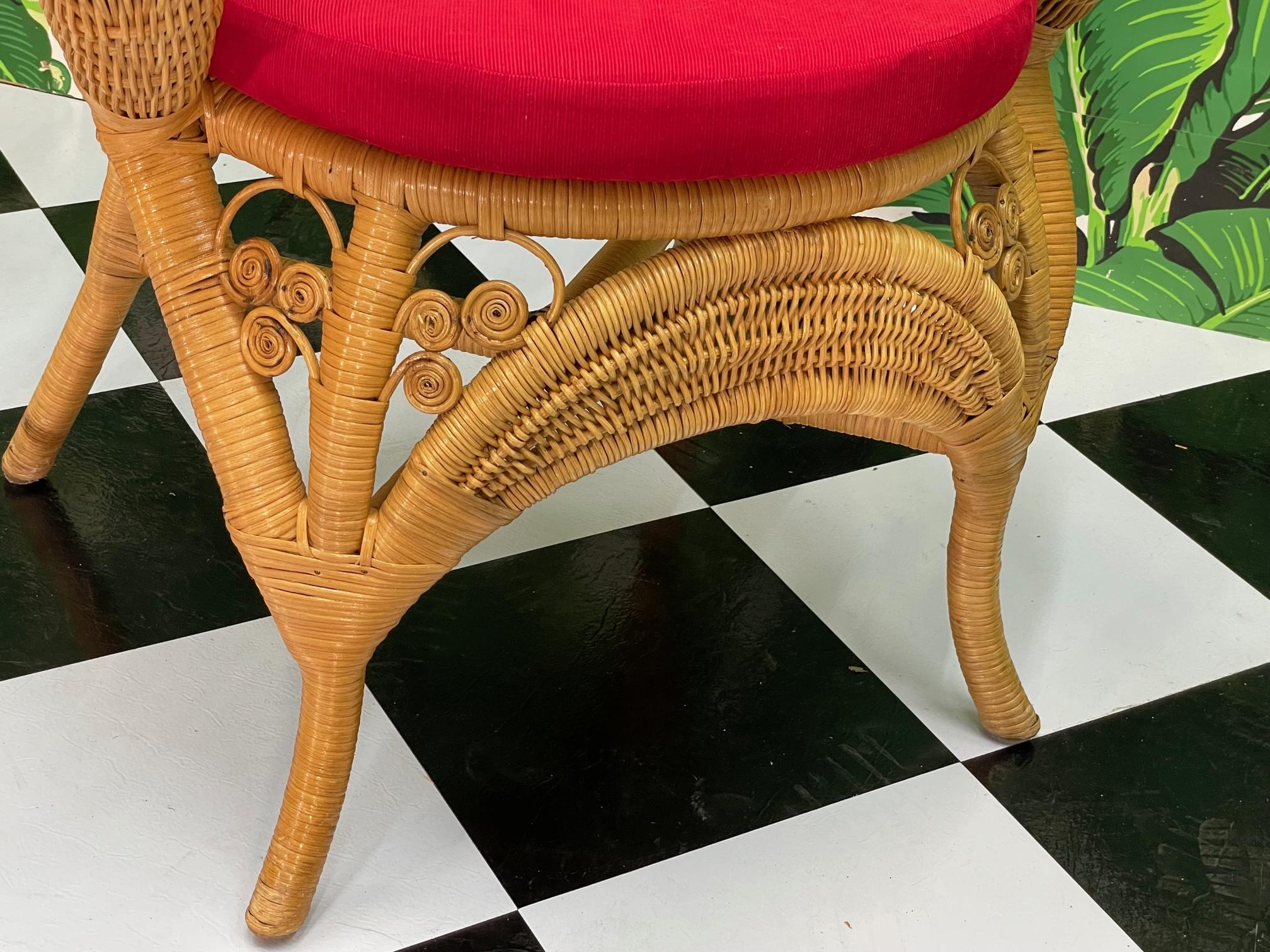 Wicker Fiddlehead Peacock Arm Chair For Sale 2