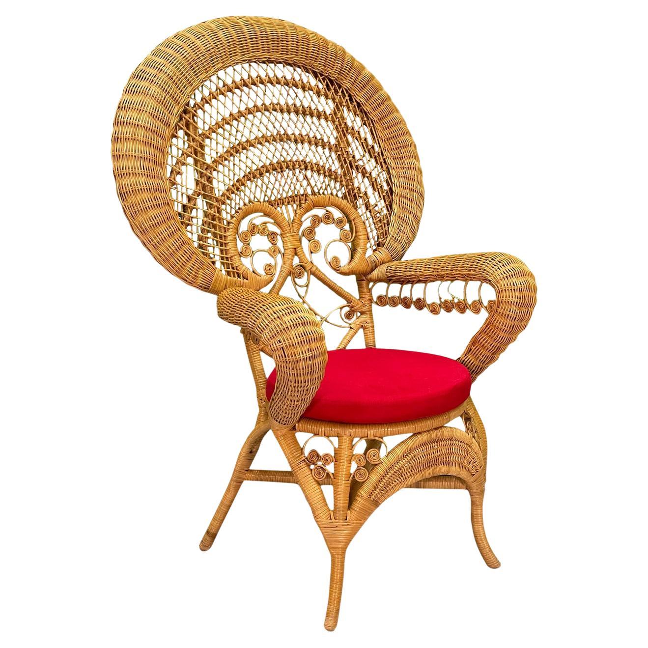 Wicker Fiddlehead Peacock Arm Chair