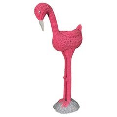 Wicker Flamingo Planter Sculpture