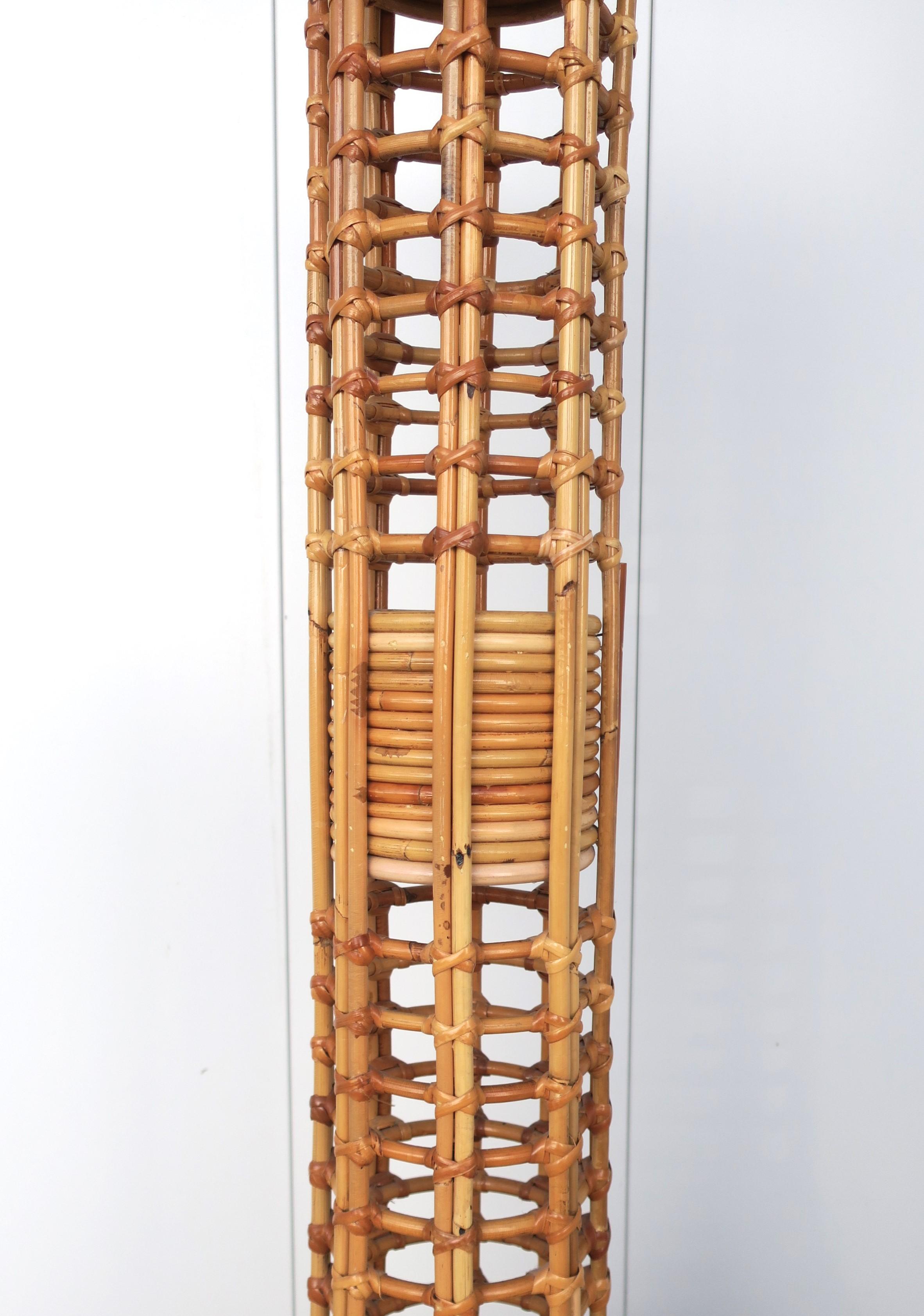 Wicker Floor Lamp in the Crespi Albini Style For Sale 5