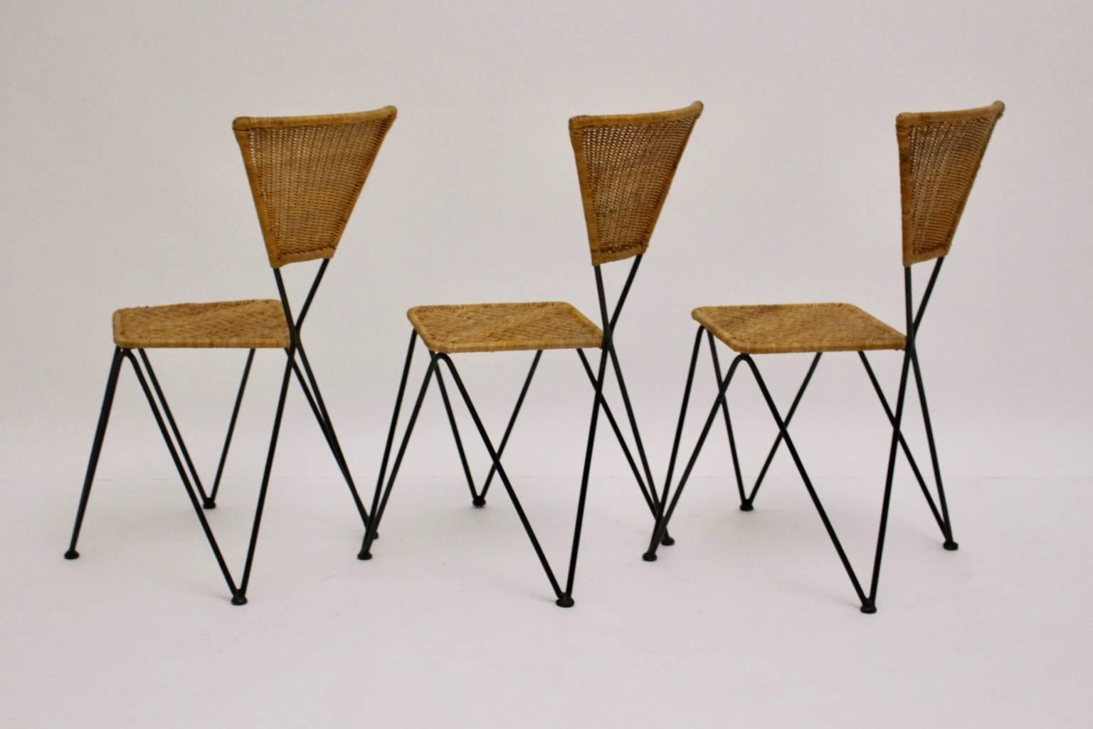 Wicker Vintage Dining Chairs Karl Fostel Sen's Erben Sonett Vienna 1950 For Sale 3