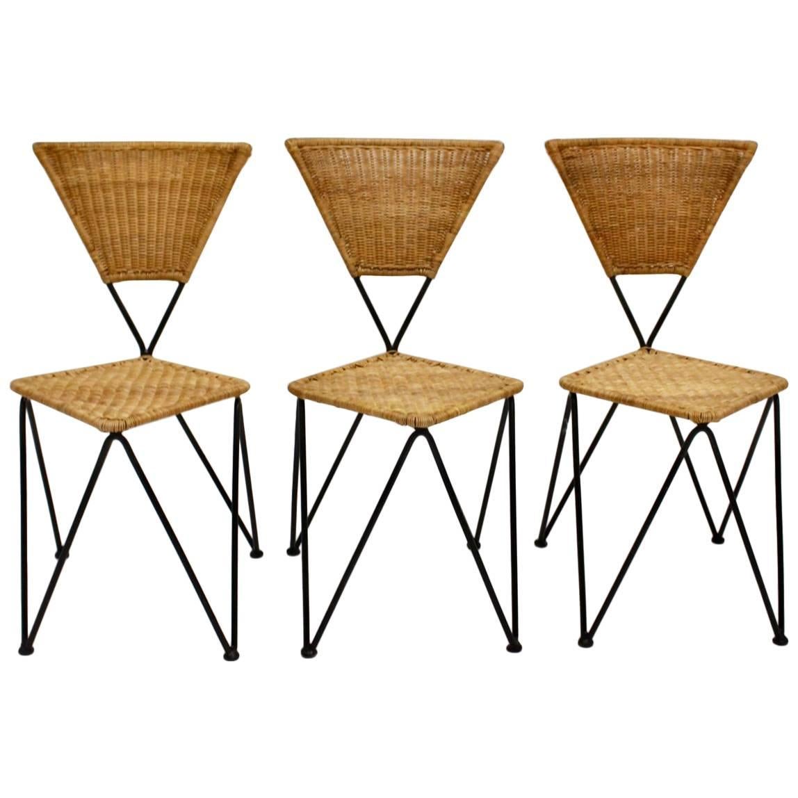 Wicker Vintage Dining Chairs Karl Fostel Sen's Erben Sonett Vienna 1950 For Sale