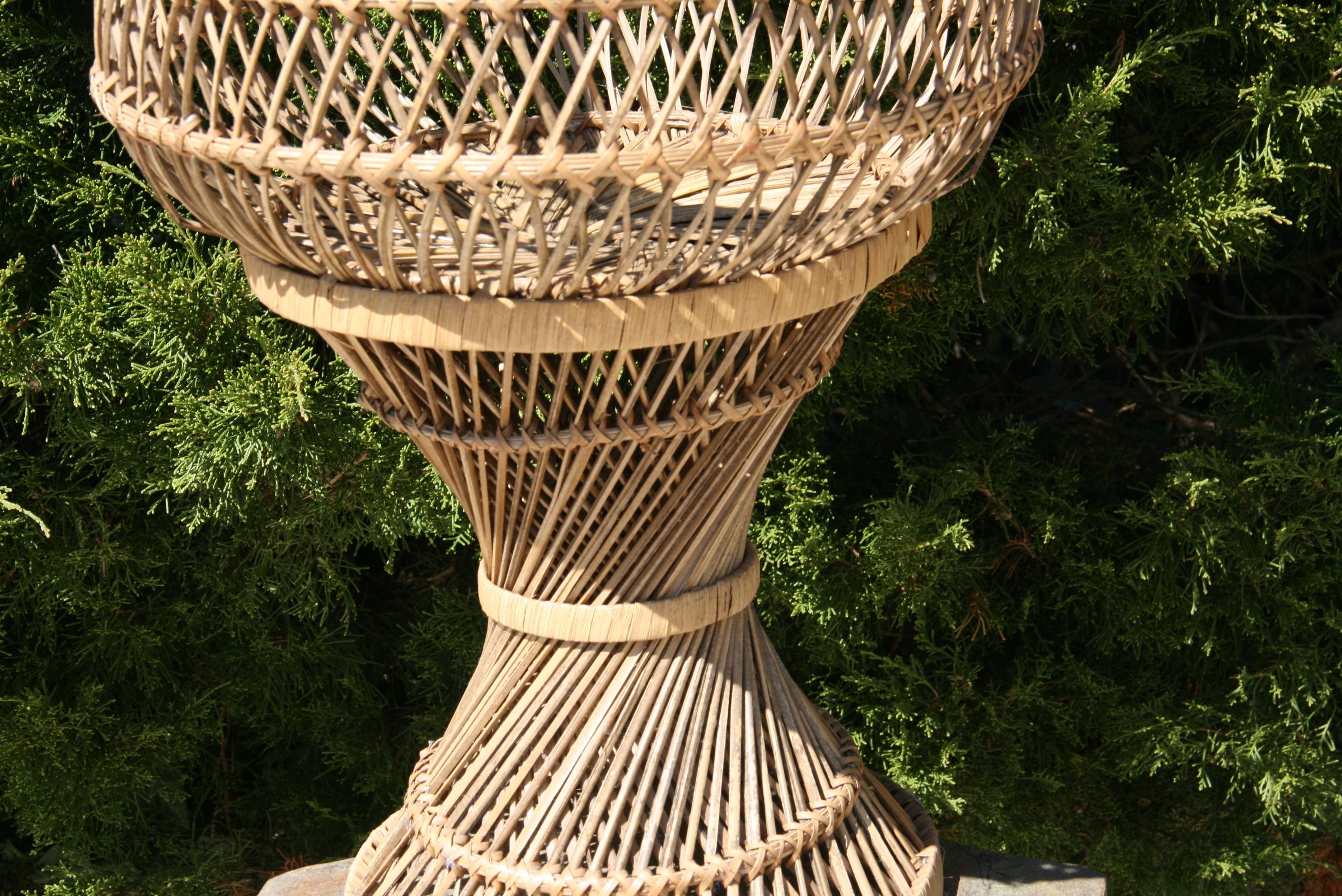 Mid-20th Century Wicker Garden Plant Stand