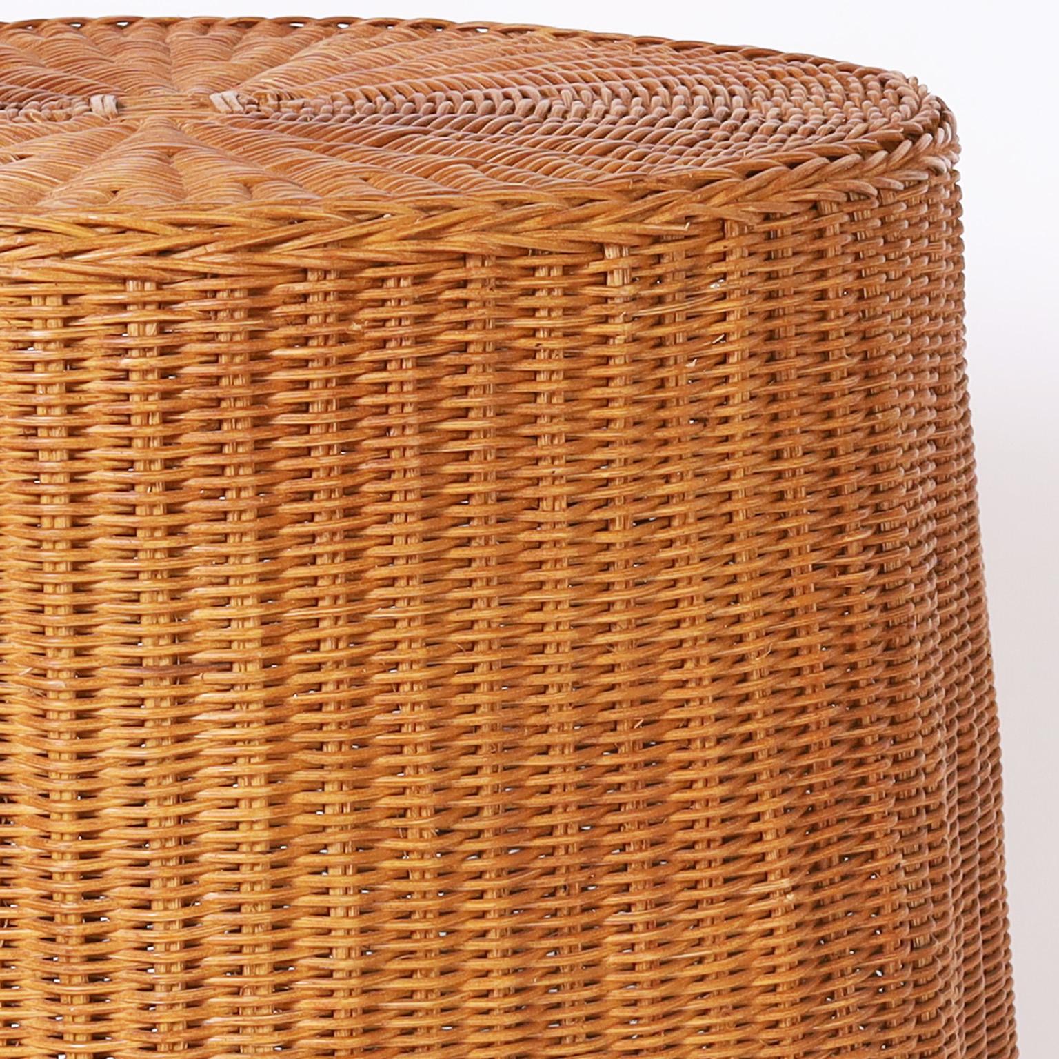 Wicker Ghost Drapery Table or Stand In Good Condition For Sale In Palm Beach, FL