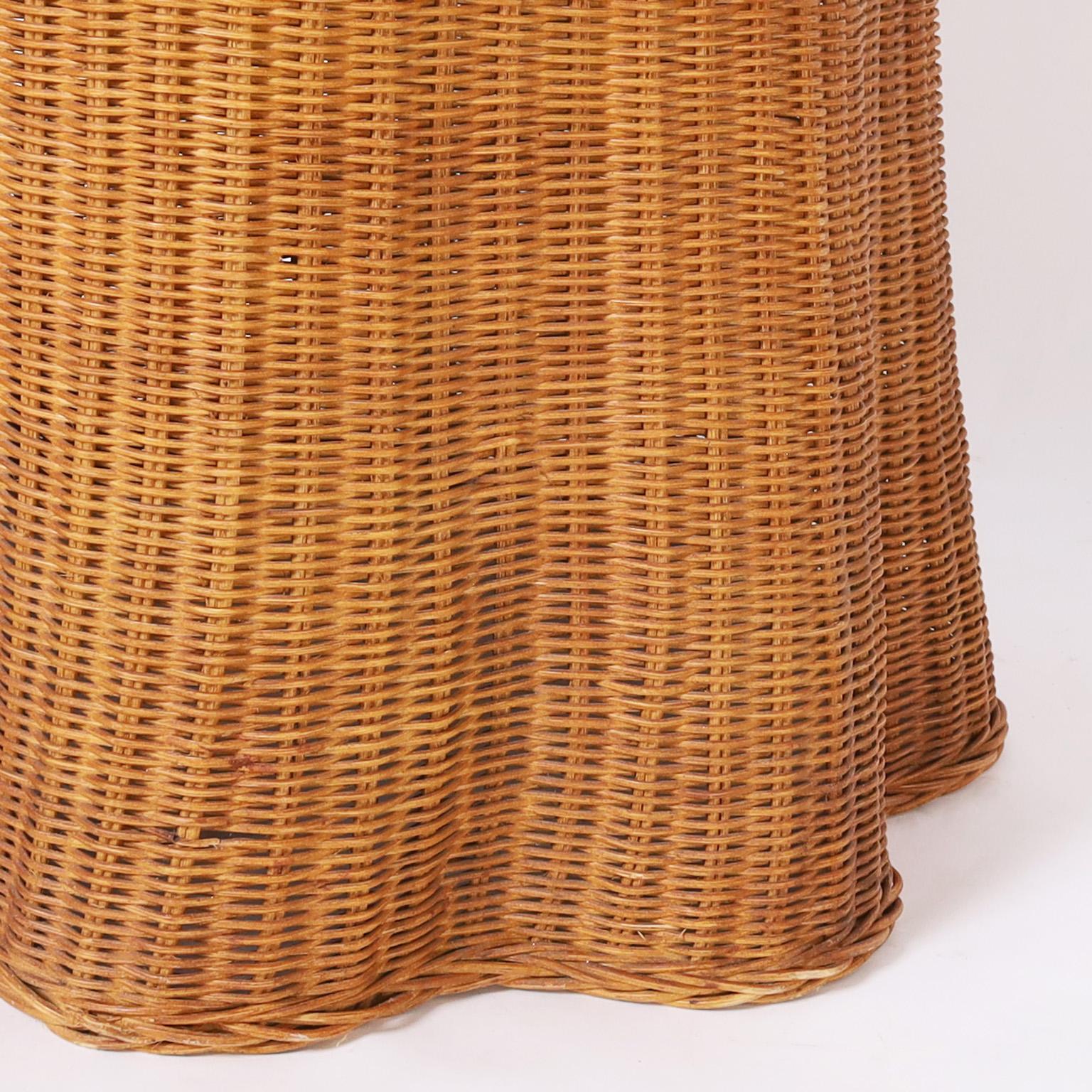 20th Century Wicker Ghost Drapery Table or Stand For Sale