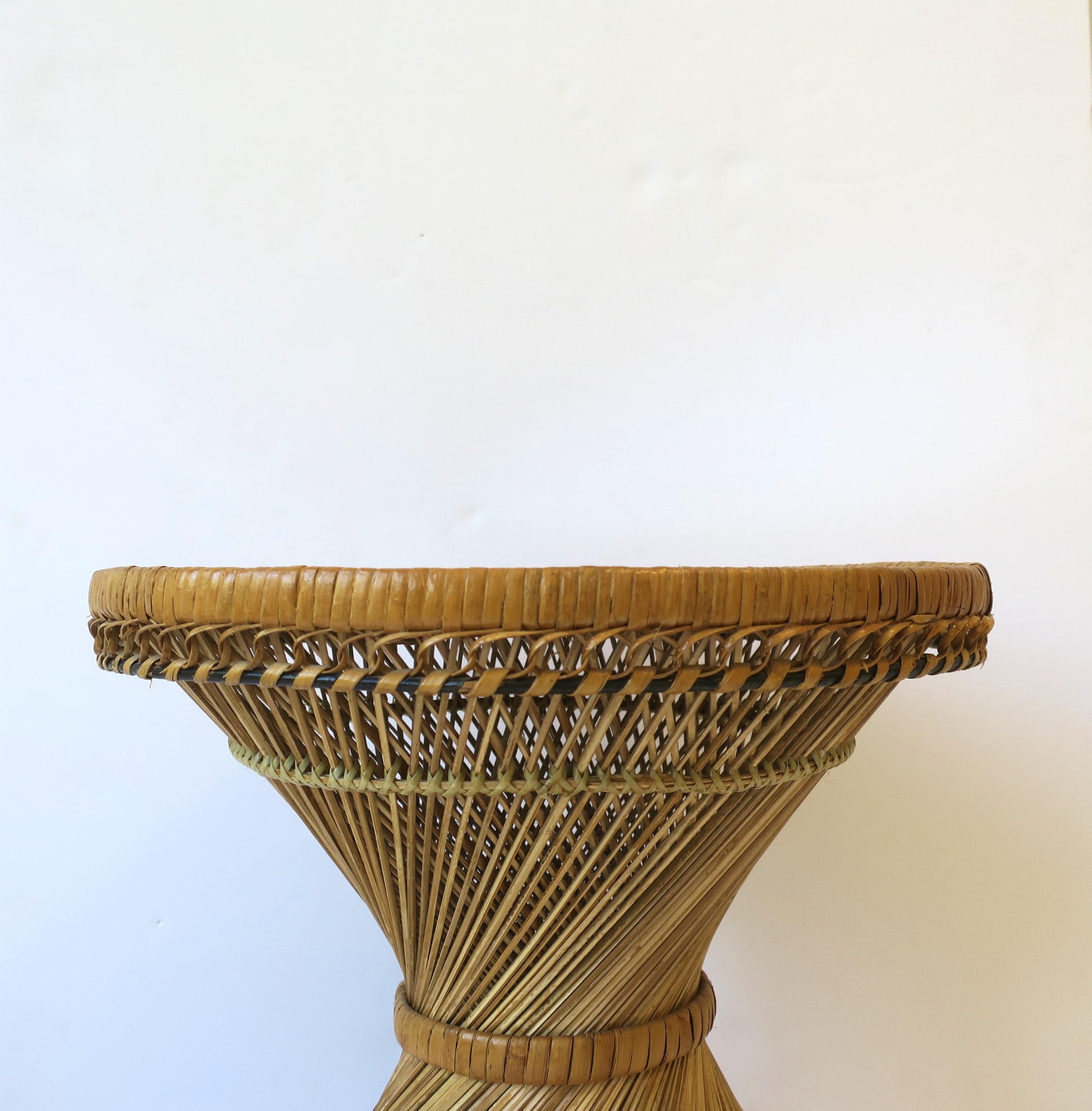 Wicker and Glass Side Drinks Table Attributed to Emmanuelle Peacock For Sale 3