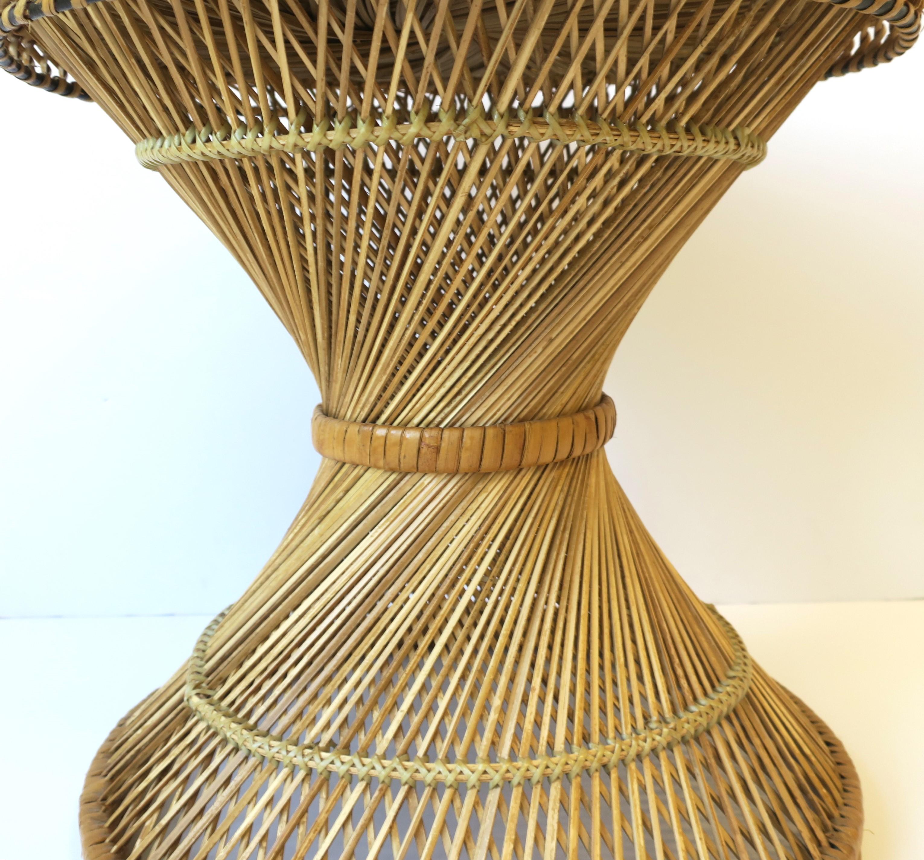 Wicker and Glass Side Drinks Table Attributed to Emmanuelle Peacock For Sale 4