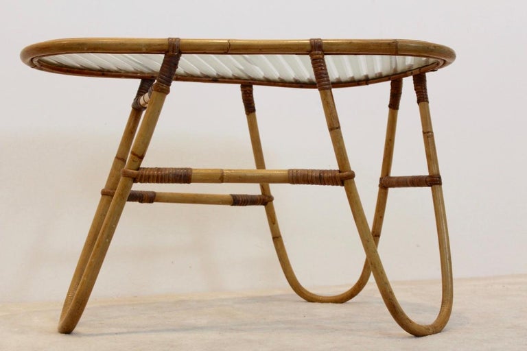 Wicker Glass Side Table for Rohé Noordwolde, Netherlands at 1stDibs