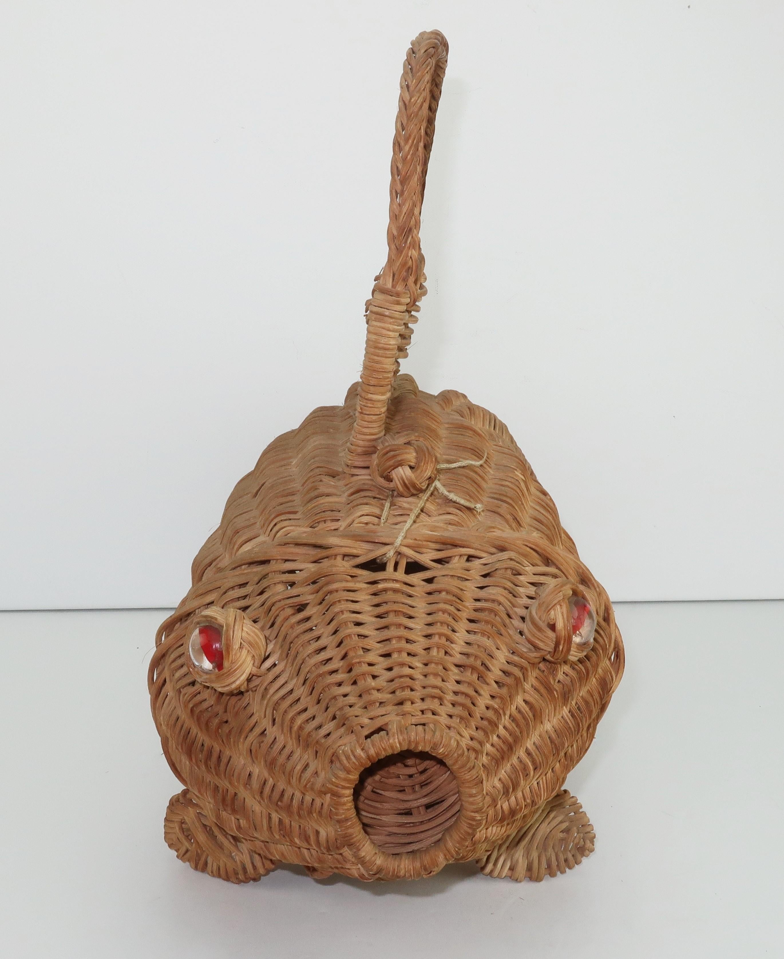 Women's Wicker Goldfish Fish Basket Novelty Handbag, 1950's