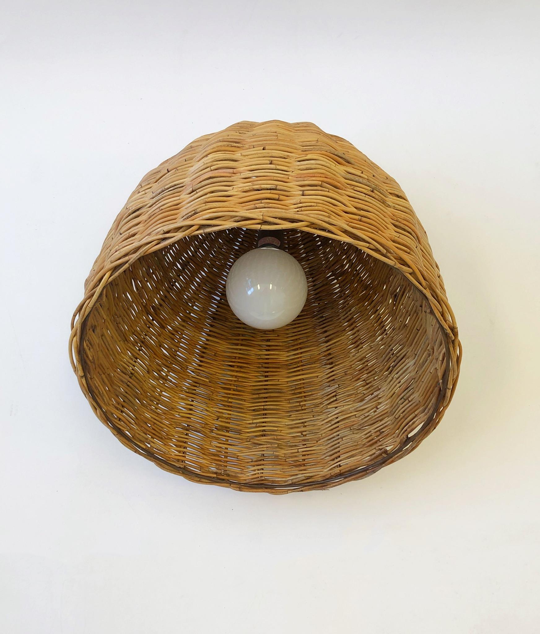 Hängelampenlampe aus Korbweide (Organische Moderne)