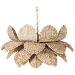 Wicker Lotus Form Light Fixture oder Pendelleuchte