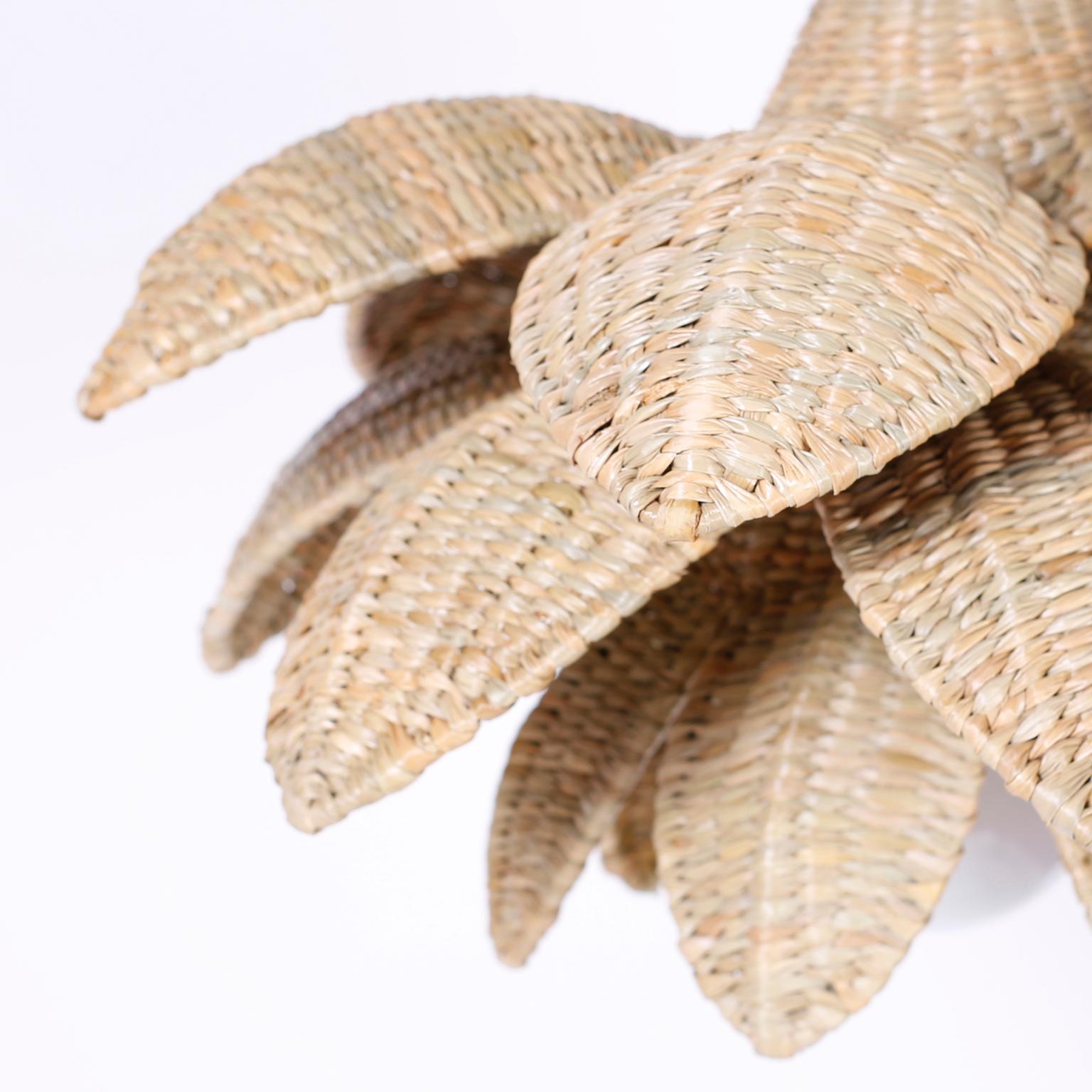 Mexican Wicker Lotus Light Fixture or Pendant