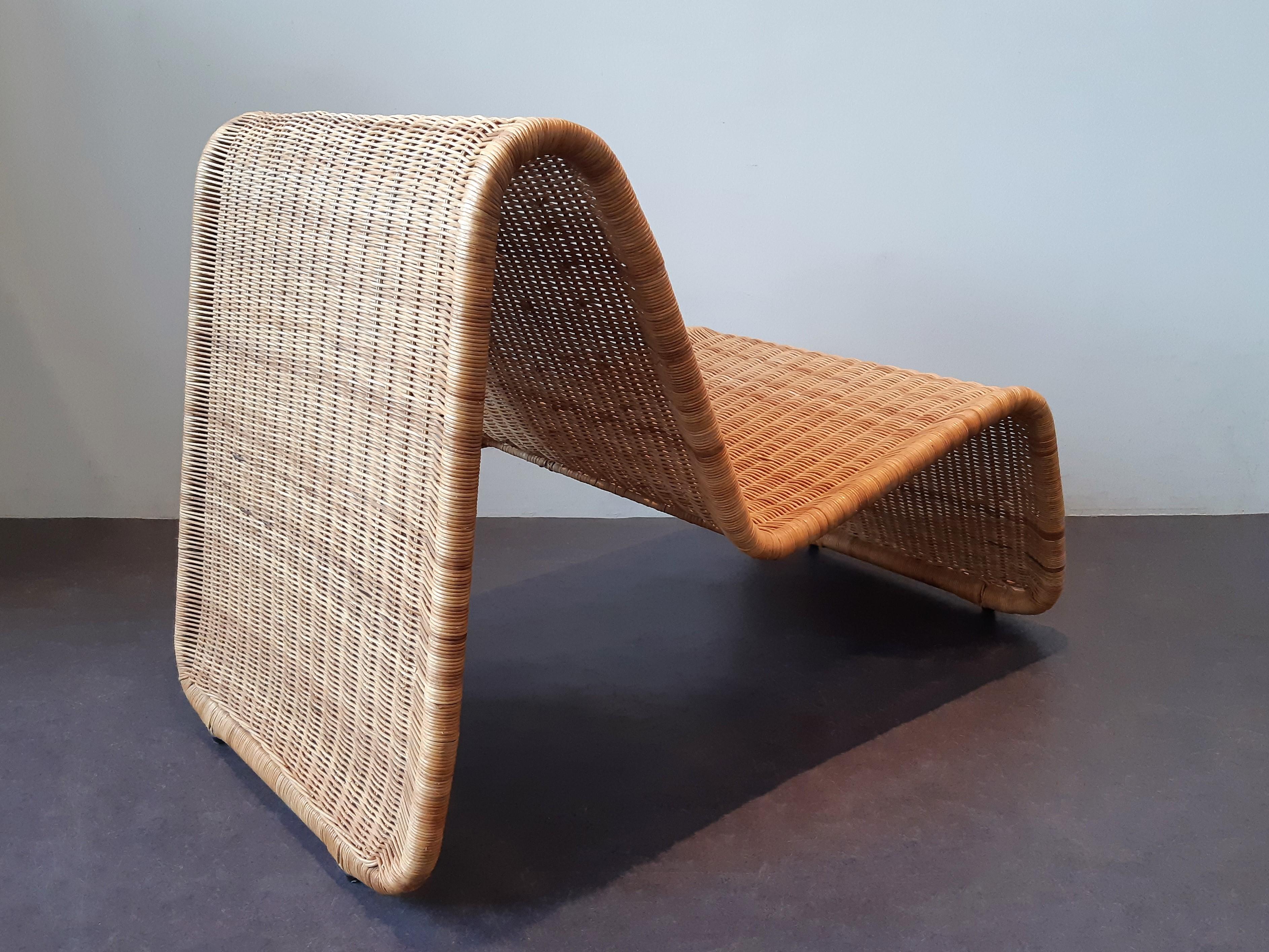 Européen Chaise longue en osier:: un design d'après Tito Agnoli pour Ikea:: années 1960