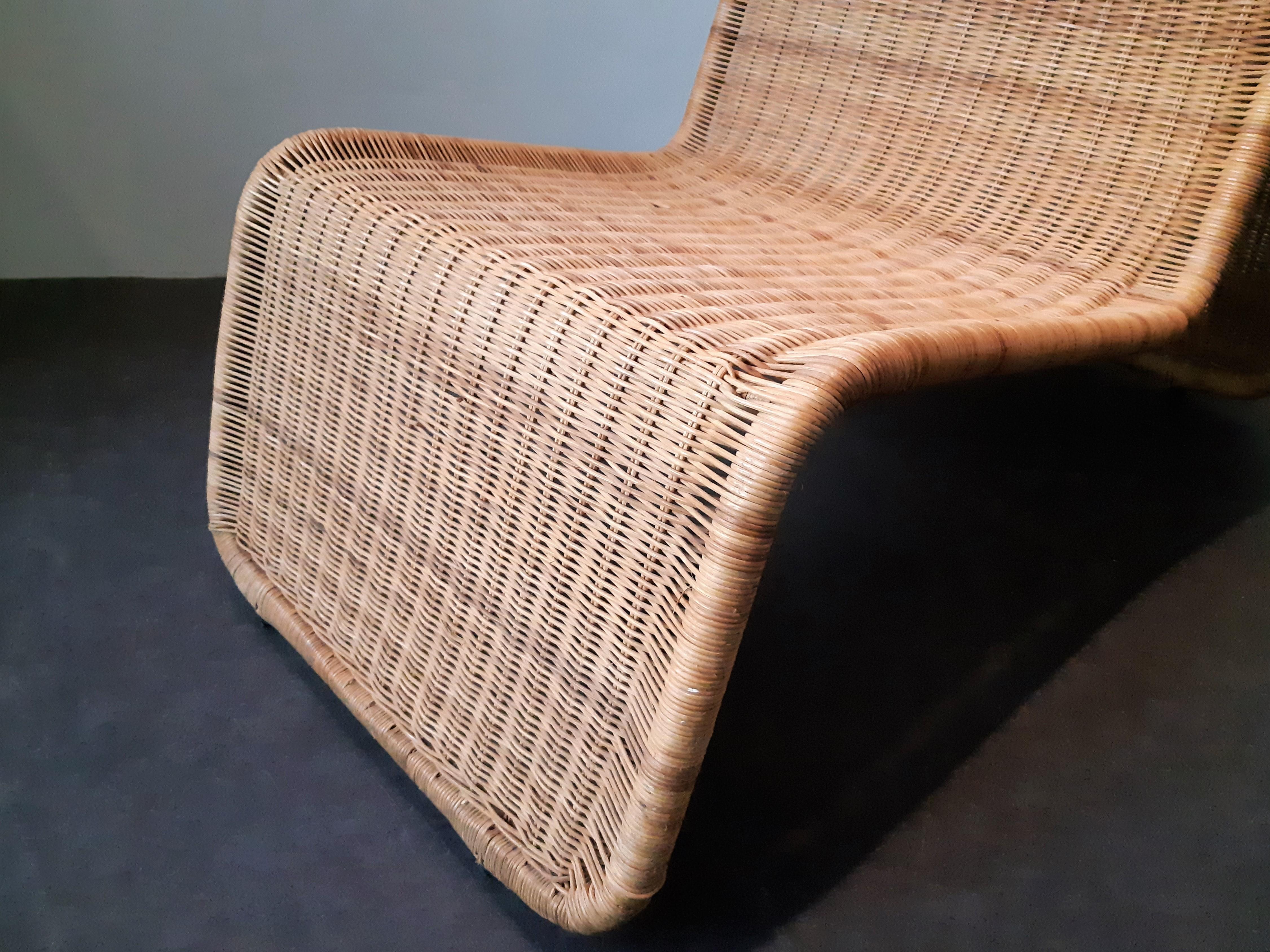Chaise longue en osier:: un design d'après Tito Agnoli pour Ikea:: années 1960 Bon état à Steenwijk, NL