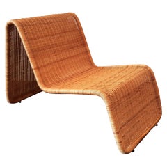 Chaise longue en osier:: un design d'après Tito Agnoli pour Ikea:: années 1960