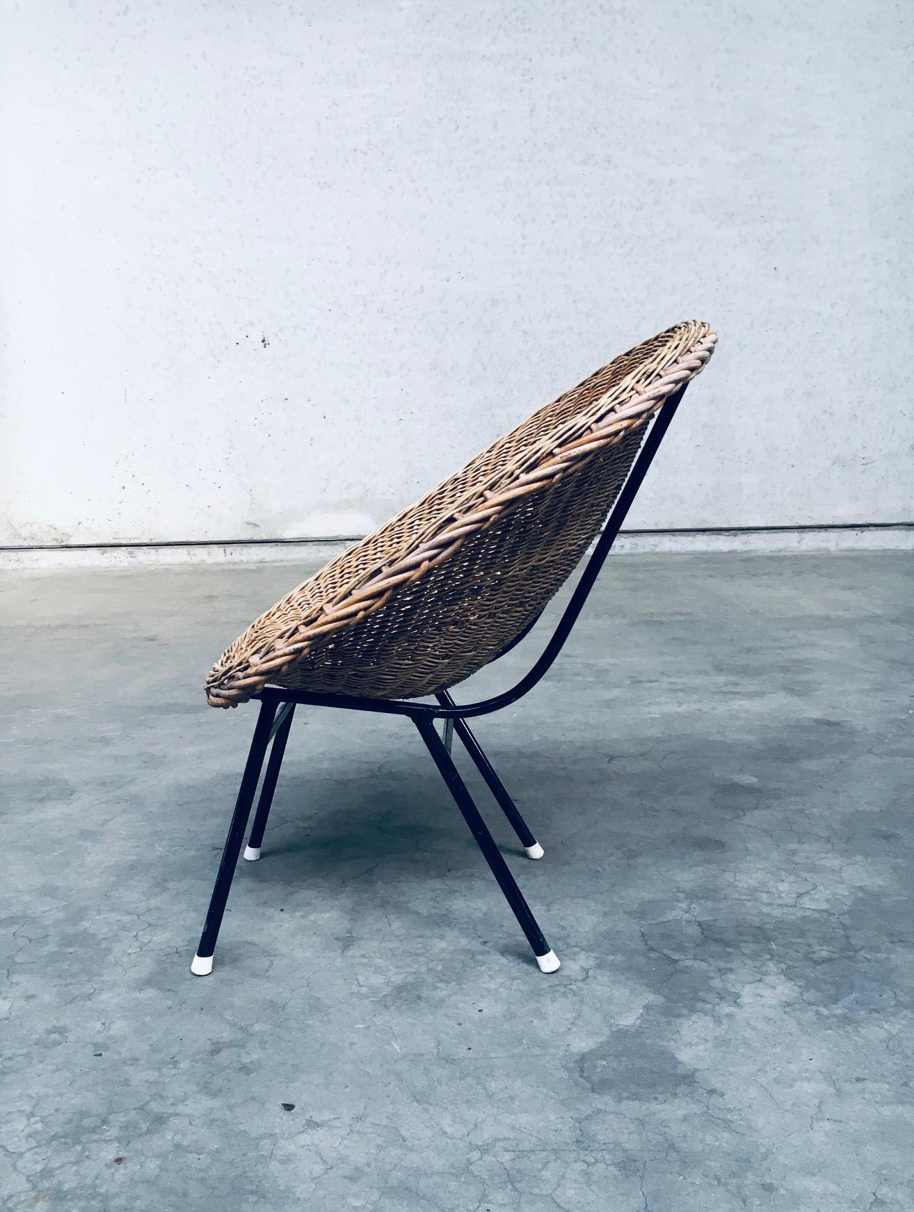 Steel Wicker Lounge Chair in the Style of Dirk Van Sliedregt for Rohé Noordwolde For Sale