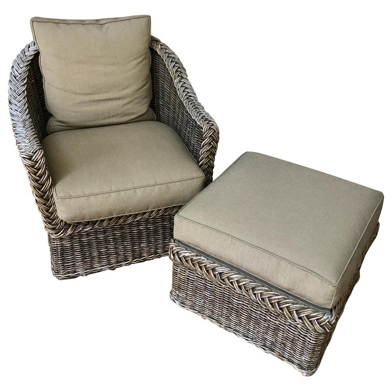 Wicker Lounge Chair And Ottoman