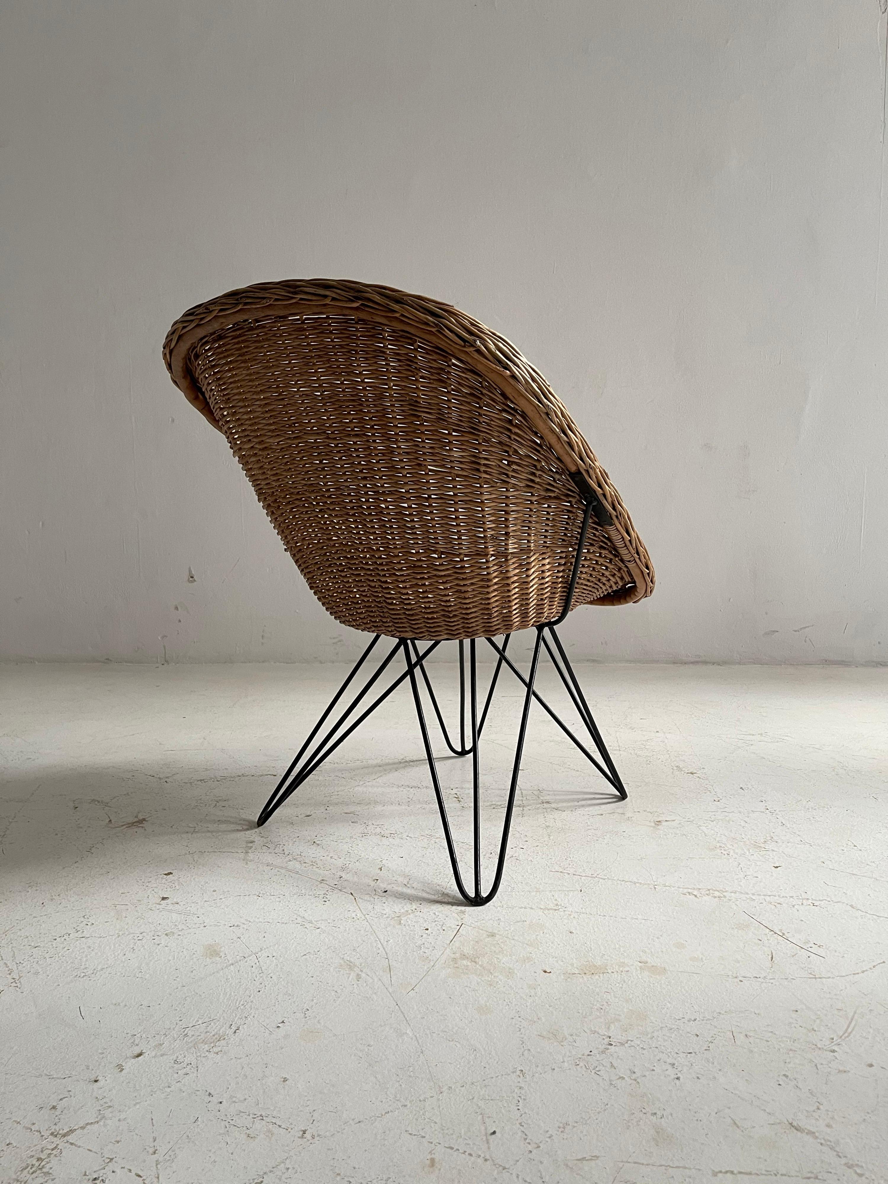 Barrel Wicker Lounge Chairs by Sonett, Austria, 1950s For Sale 5