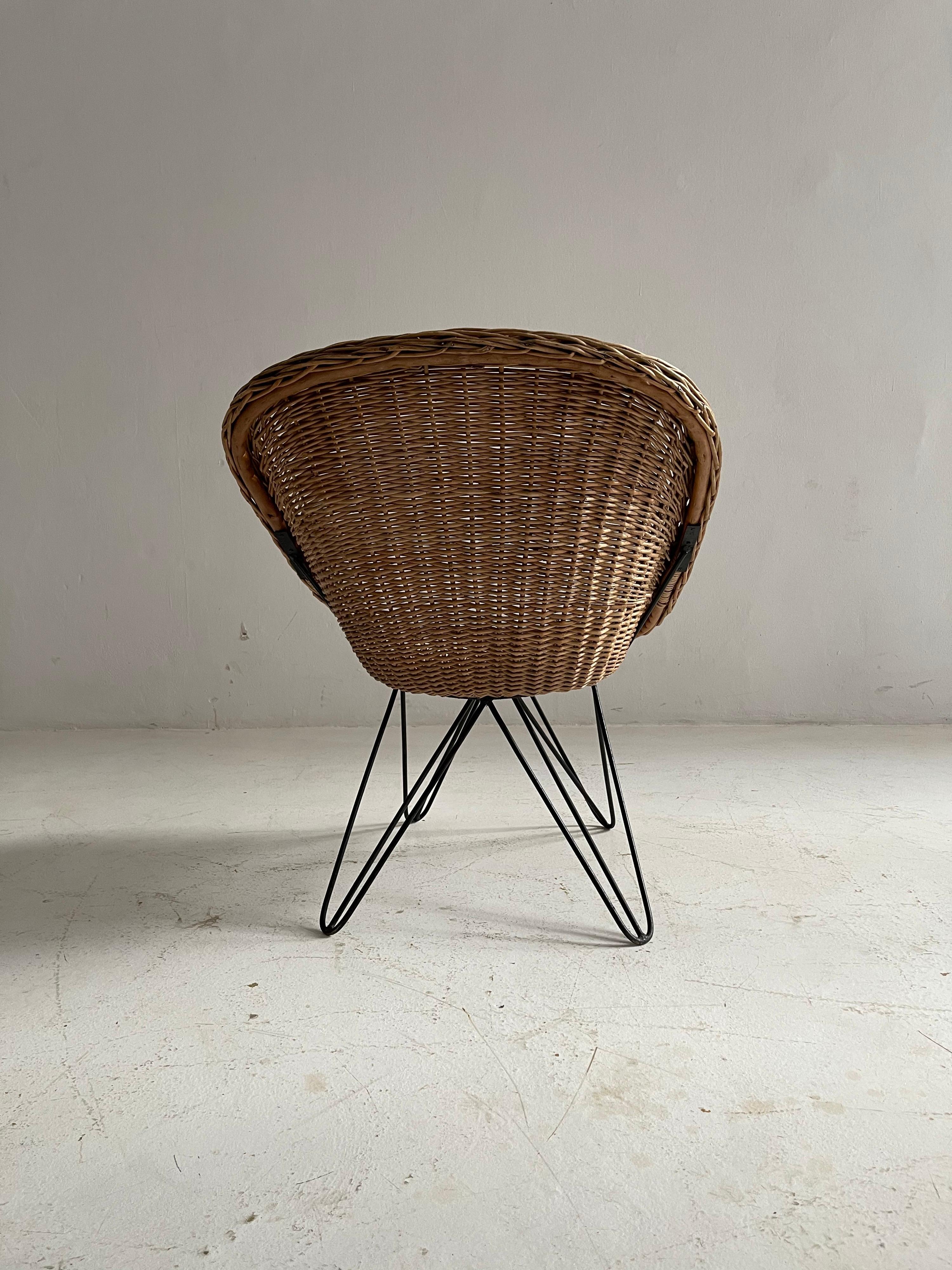 Barrel Wicker Lounge Chairs by Sonett, Austria, 1950s For Sale 6