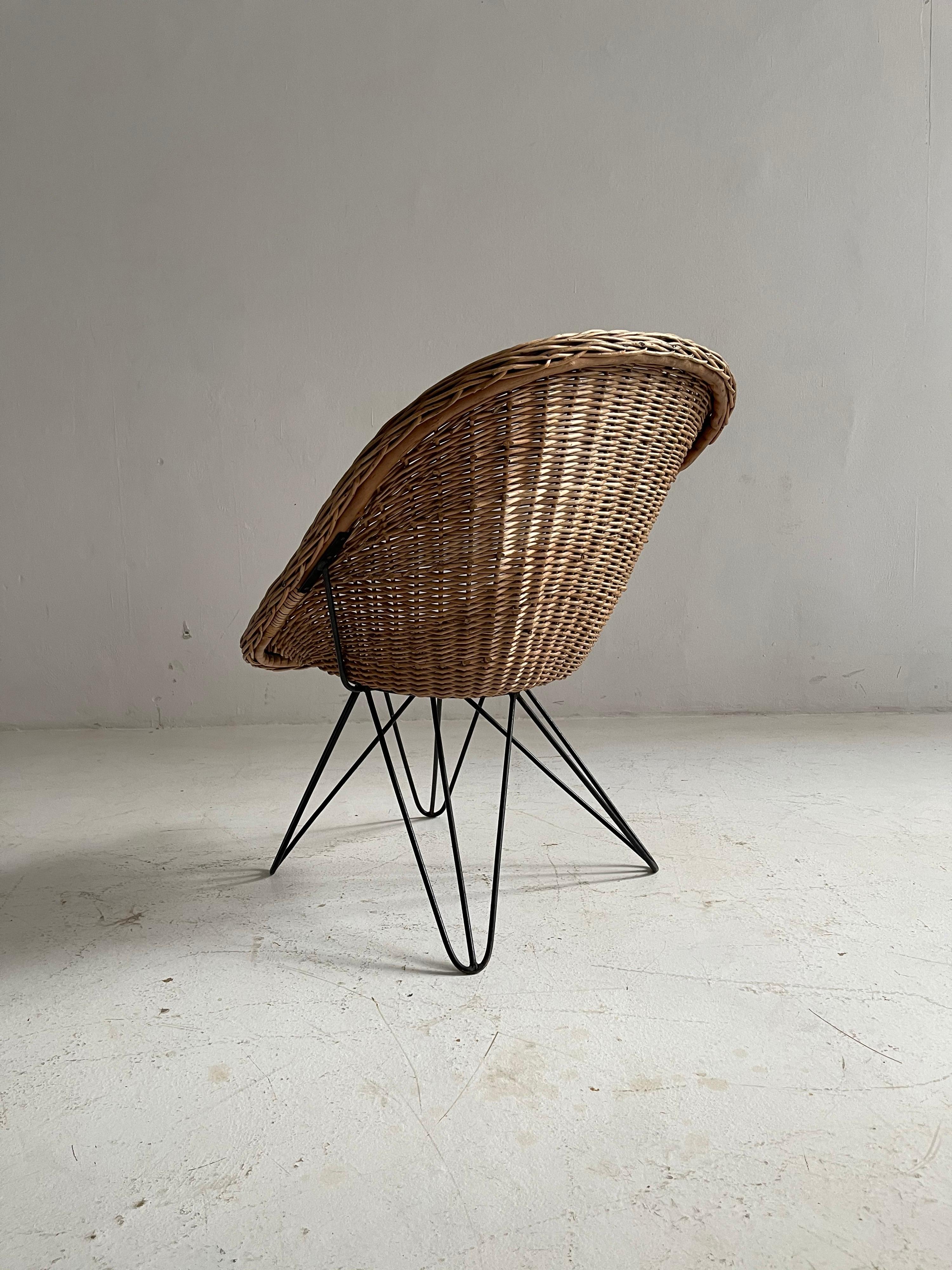 Barrel Wicker Lounge Chairs by Sonett, Austria, 1950s For Sale 7