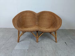 Wicker love seat, 1970s