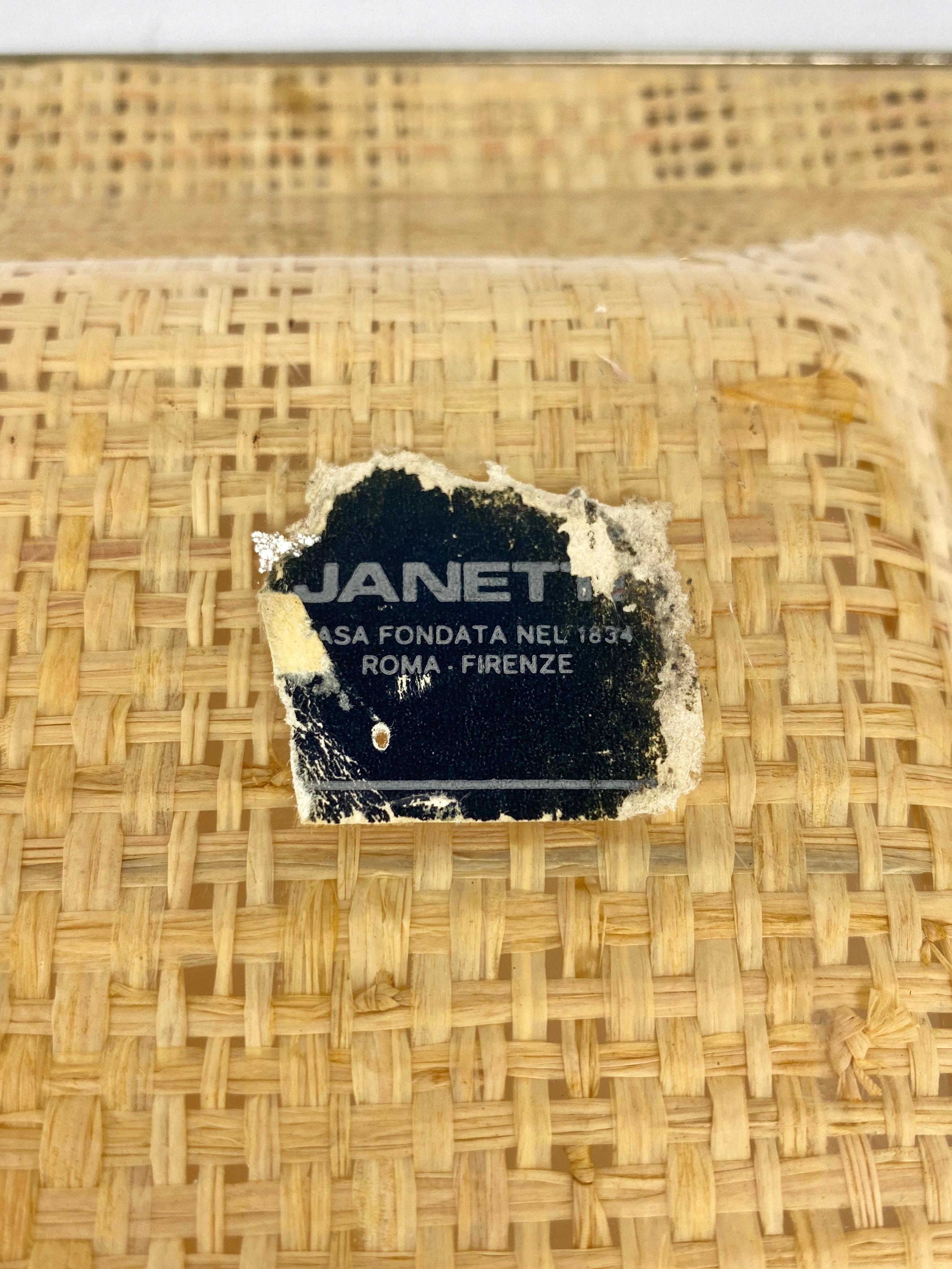 Wicker Lucite Serving Tray Metal Frame by Janetti, Italy, 1970s For Sale 3