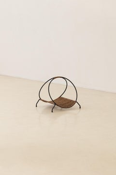 Mid-Century Modern Wicker Magazine Rack by Unknown Artist, 1960s