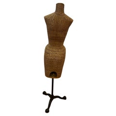 Vintage Wicker mannequin on iron stand 