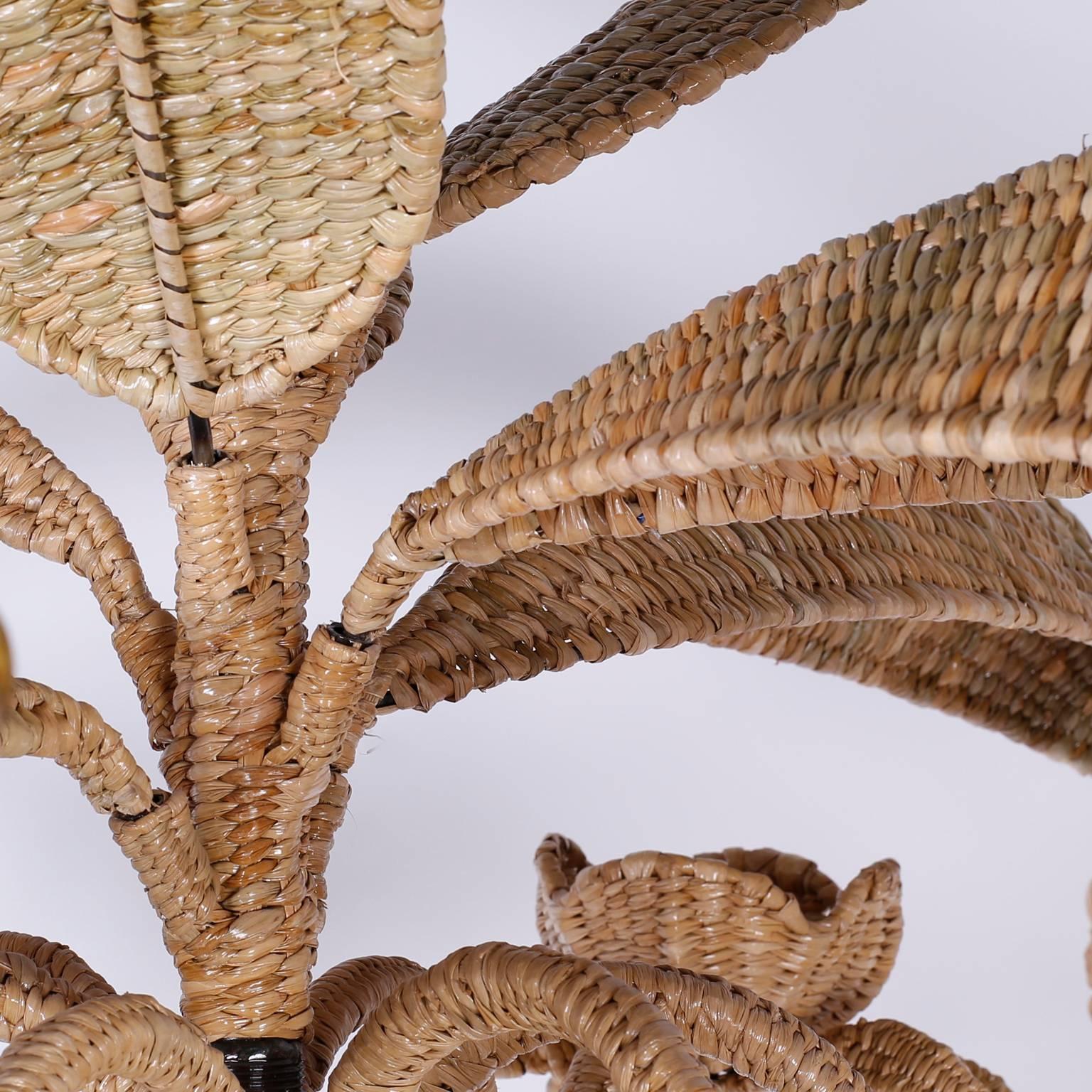 Wicker Mario Torres Jungle Chandelier In Excellent Condition In Palm Beach, FL