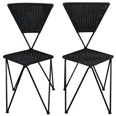 Wicker Metal Used Dining Chairs or Chairs Black Blue Sonett Vienna circa 1950