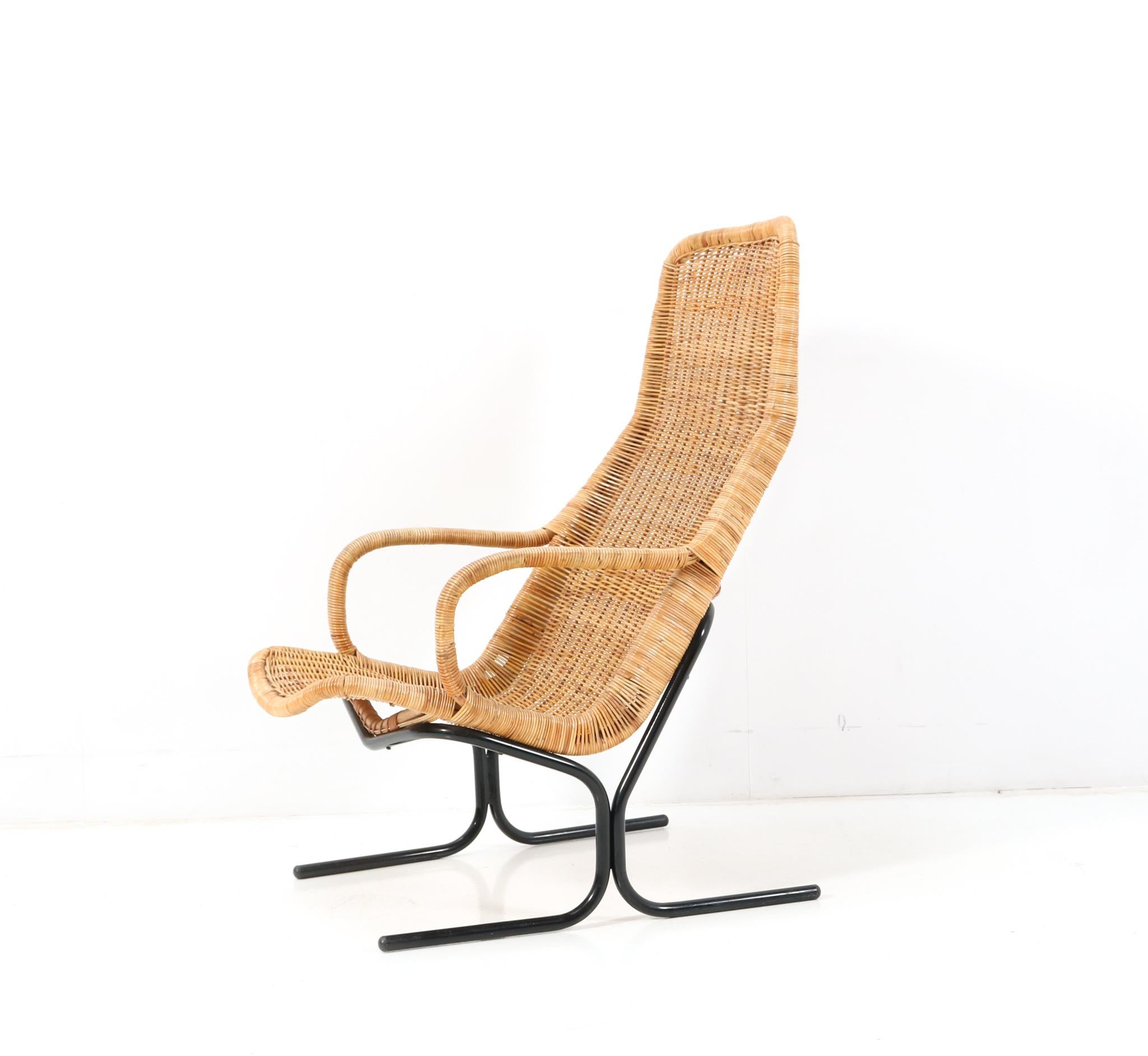 Dutch Wicker Mid-Century Modern 514 Lounge Chair by Dirk van Sliedrecht, 1961 For Sale