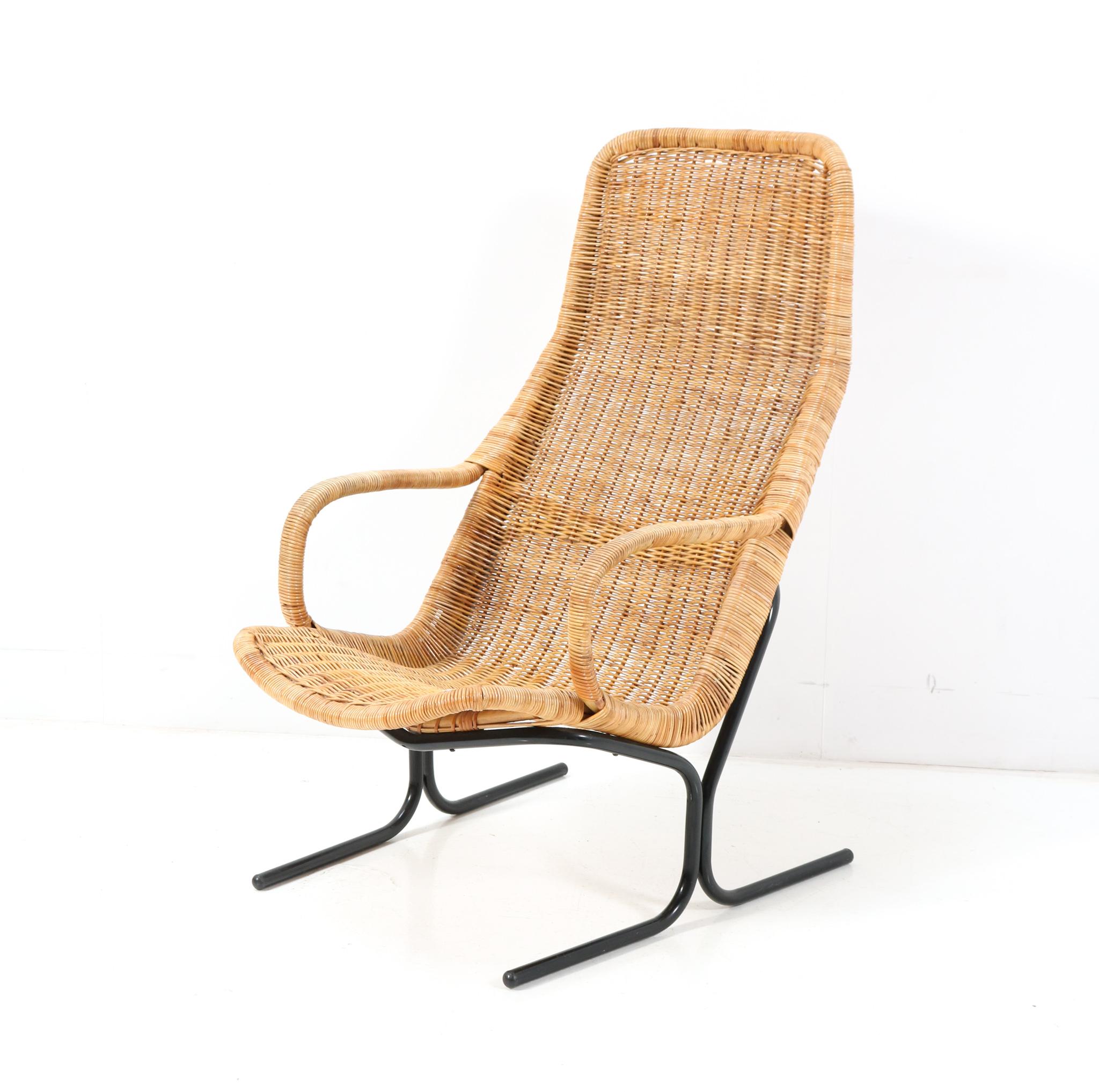 Steel Wicker Mid-Century Modern 514 Lounge Chair by Dirk van Sliedrecht, 1961 For Sale