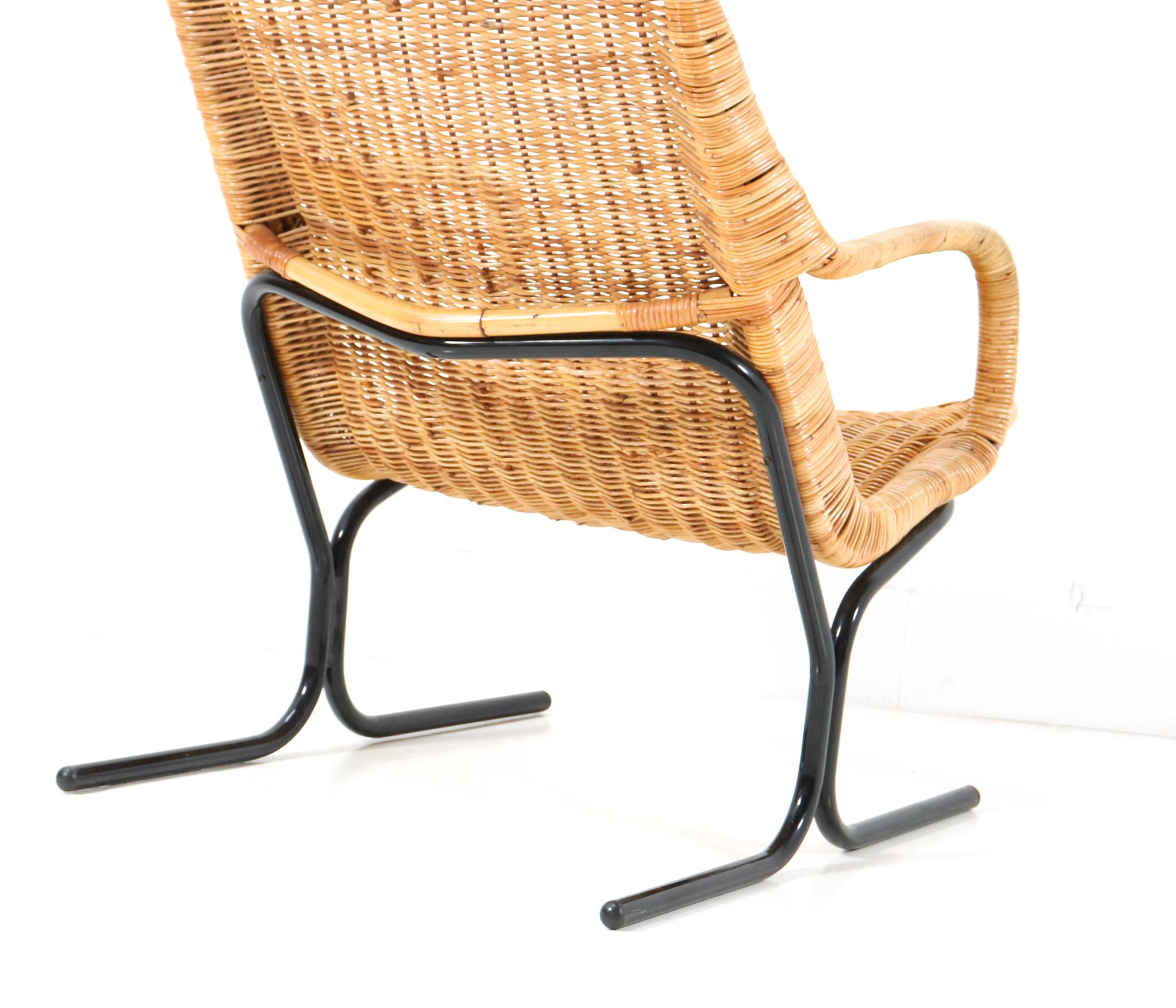 Wicker Mid-Century Modern 514 Lounge Chair by Dirk van Sliedrecht, 1961 For Sale 1