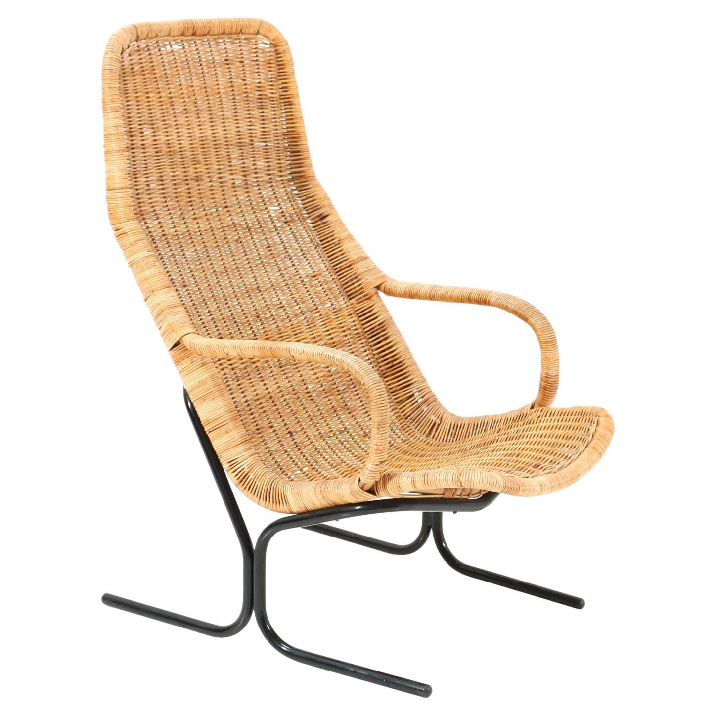 Wicker Mid-Century Modern 514 Lounge Chair by Dirk van Sliedrecht, 1961 For Sale