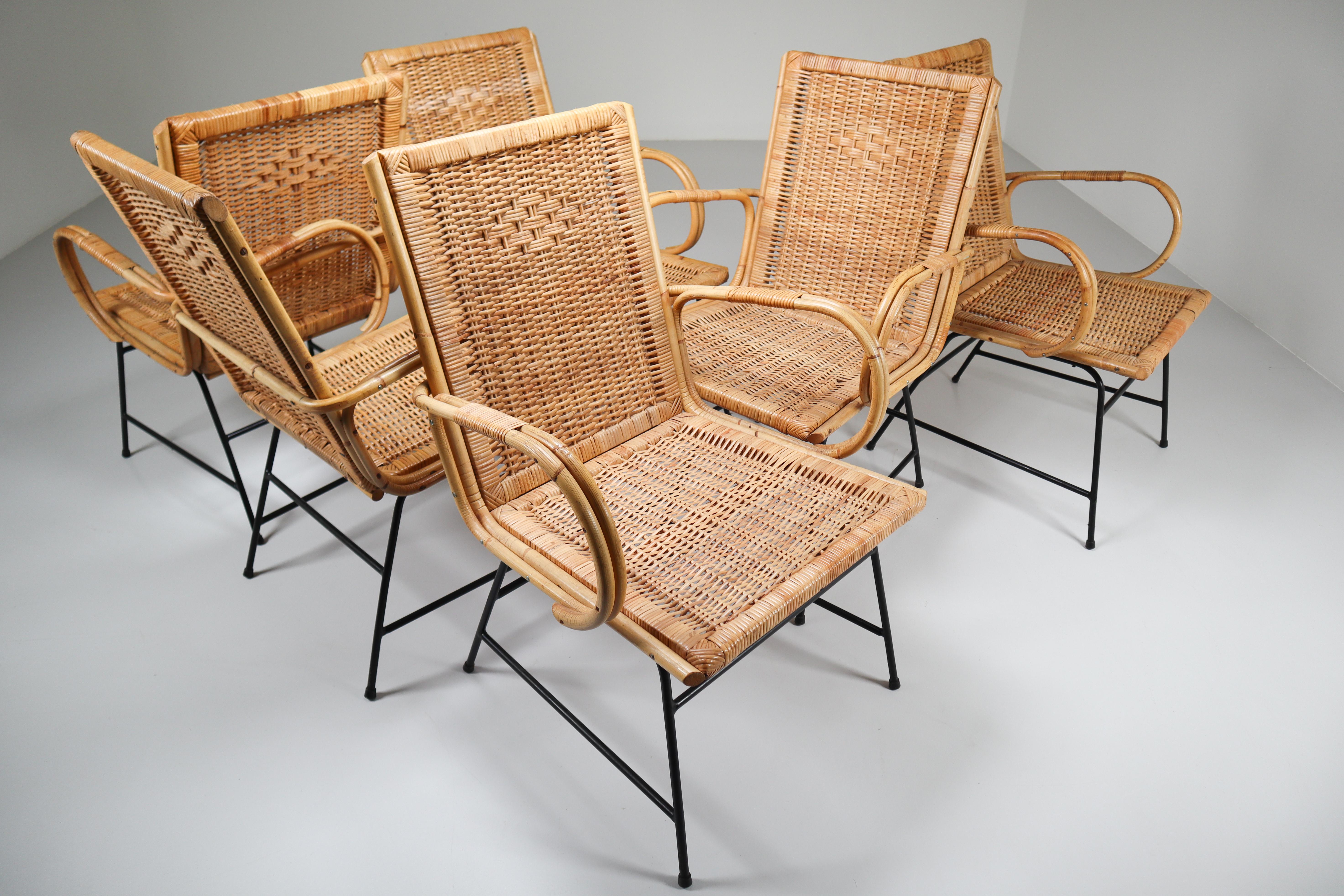 20th Century Wicker Midcentury Armchair Designed and Produced in France, 1960s
