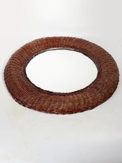 Wicker mirror, France, 1970