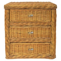 Wicker Nightstand Night Stand Table or End Table with Storage Draws