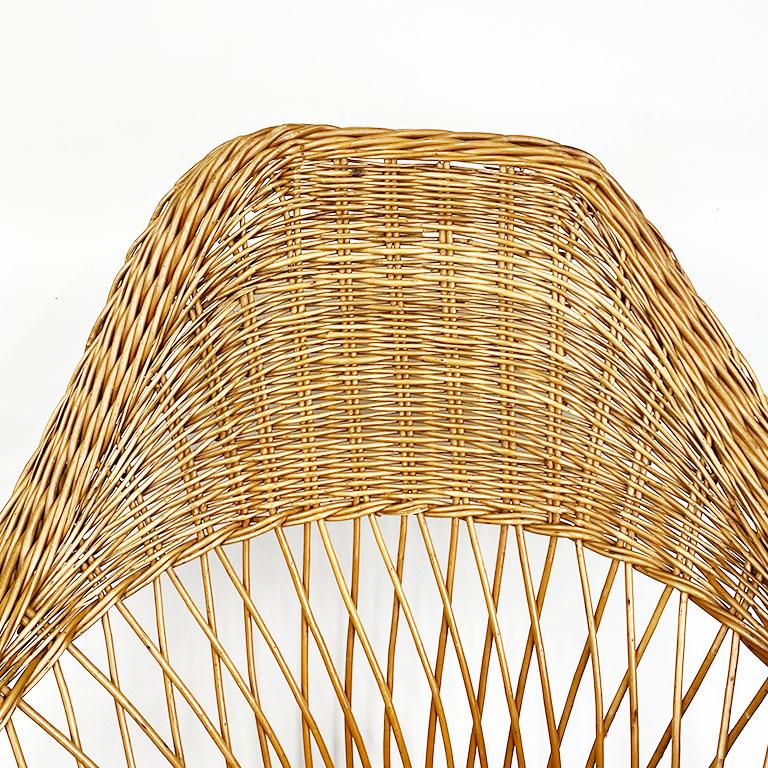 American Wicker or Rattan Patio or Garden Arm Chair after Russel Woodard