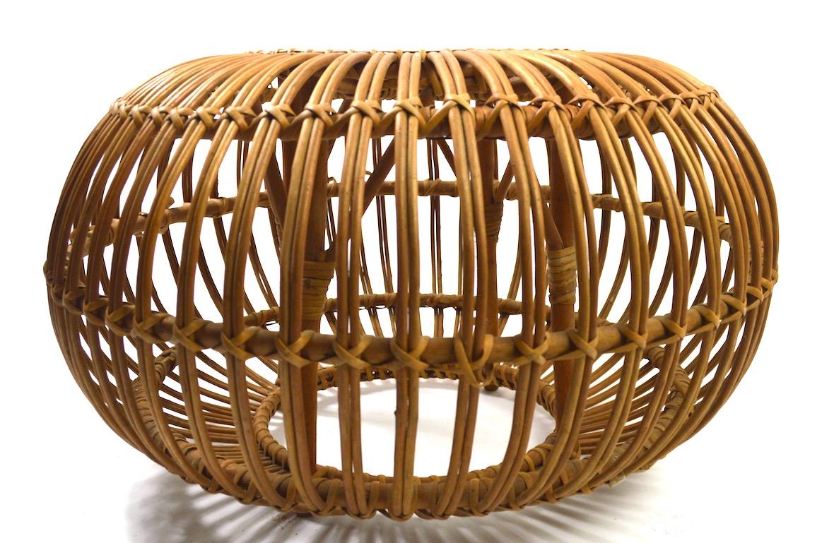 Wicker Ottoman Pouf by Albini  In Good Condition In New York, NY